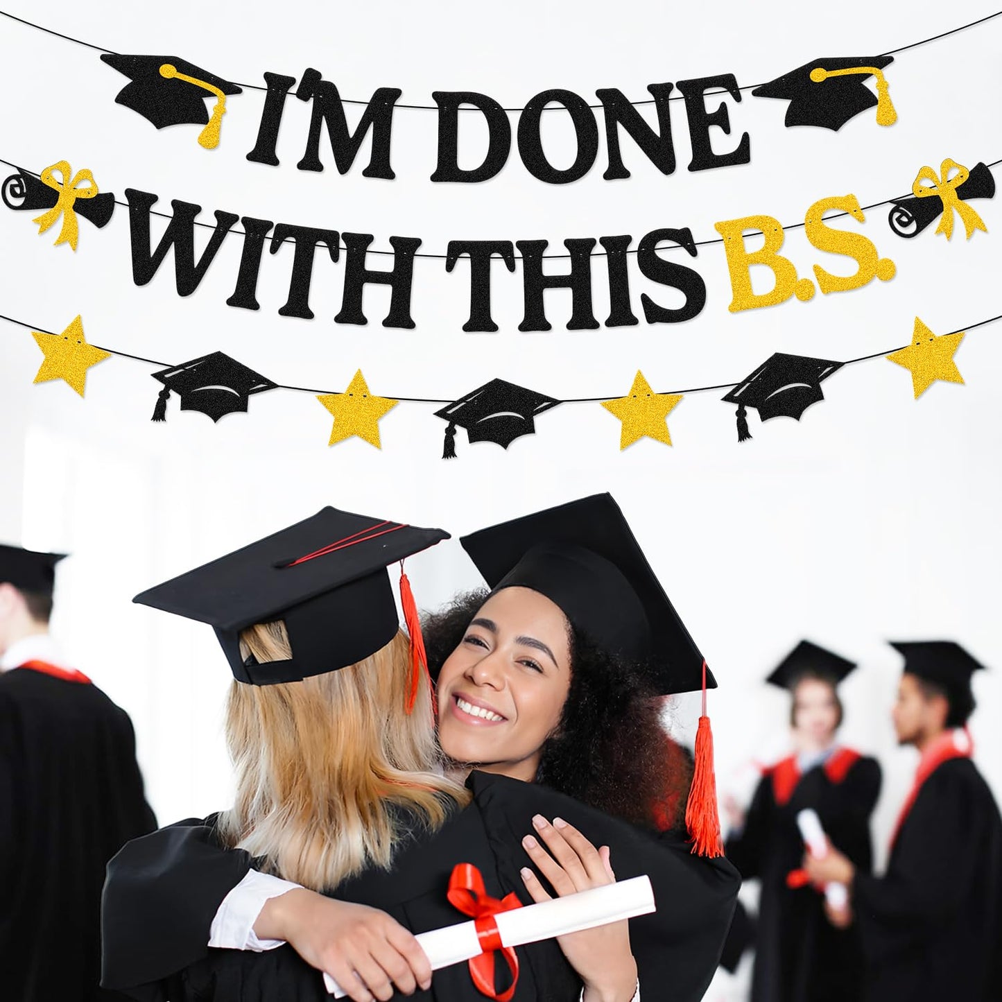 I'm Done with This B.S. Banner Class of 2025 Bachelor Graduation Party Decoration College Grad Decor Congrats Grad Backdrop Congratulations We Are So Proud of You Decor