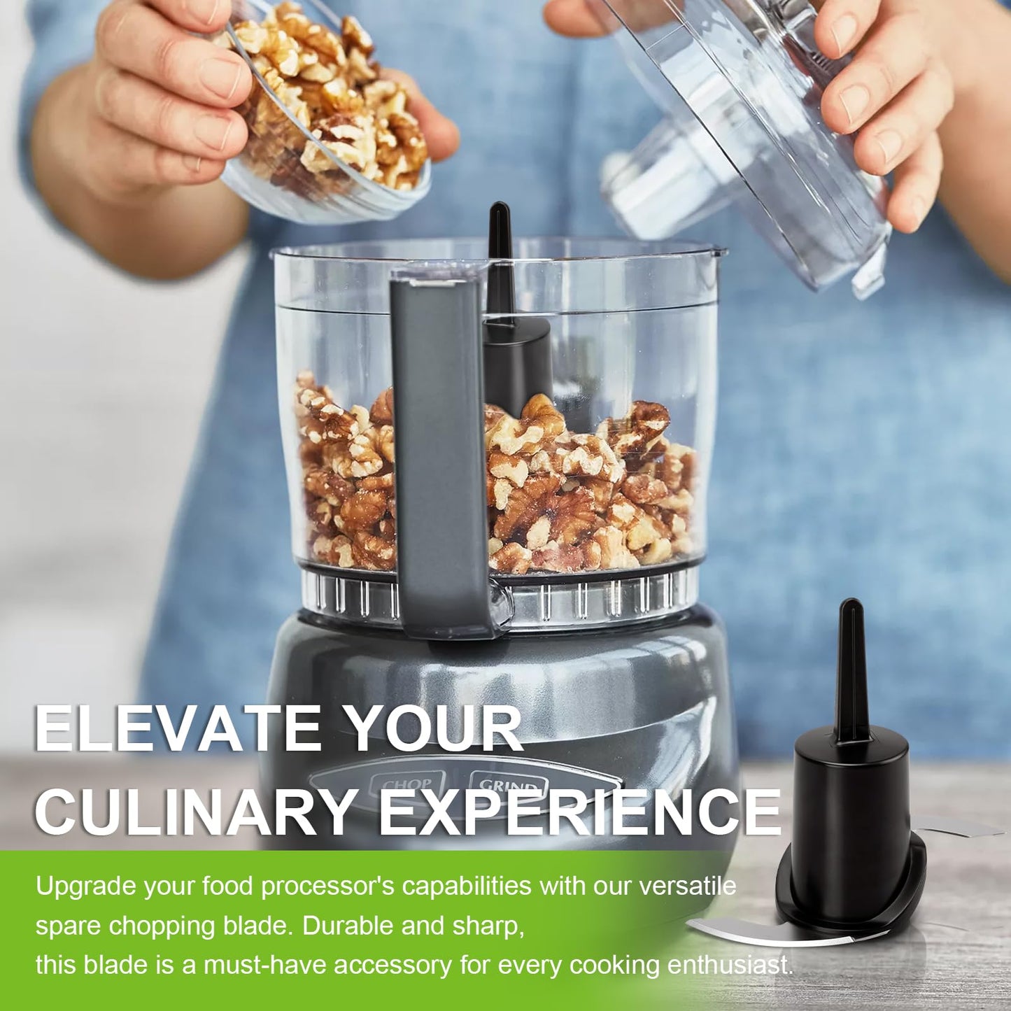 DLC-2ACBN Chopping Blade Fits Cuisinart Mini Prep Plus DLC-2A, Food Processor Blade Compatible with Cuisinart Food Processor Replacement Parts (Black)