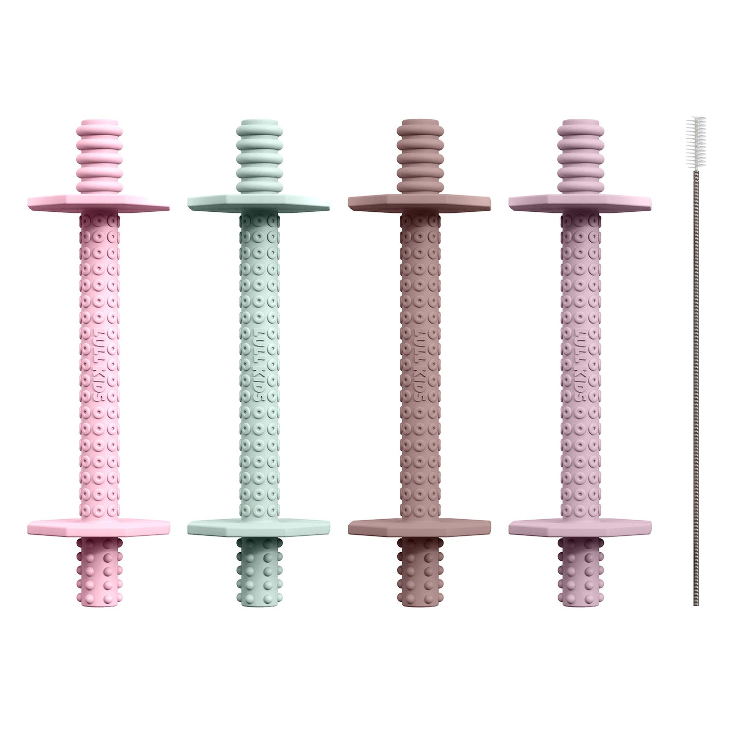 Lull Kids Silicone Baby Teethers 0-6 Months, Textured Baby Teething Toys 3-6 Months, Toddler Molar Teething Relief Sticks, Freezable Chew Straws for Babies 6-12 Month Girl Boy Infant (Spring)