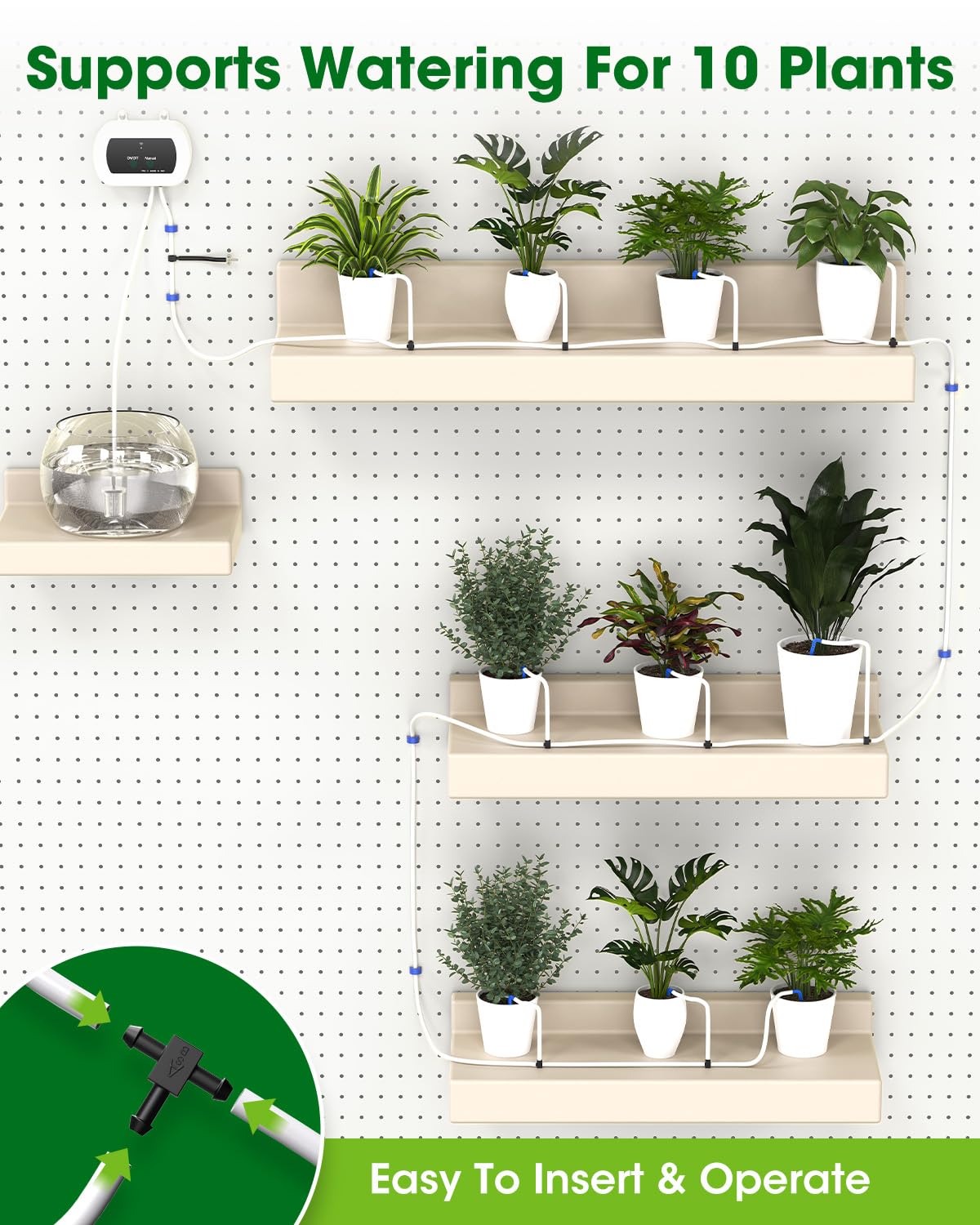 MQHUAYU Automatic Watering System for Potted Plants,[Wi-Fi & App Control] Smart Plant Watering Devices for Indoor Outdoor, Automatic Drip Irrigation System Device Kit-USB Charging,Water 10 Plants