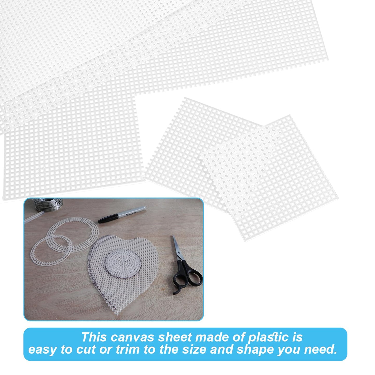 20 Pieces 7 Count Plastic Canvas Sheets, 8x12 Inch Plastic Mesh Sheet for Crafts, Eye Mesh Needlepoint Canvas 18 Mesh for Embroidery, Acrylic Yarn Crafting, Knit Crochet Projects and Make Dividers