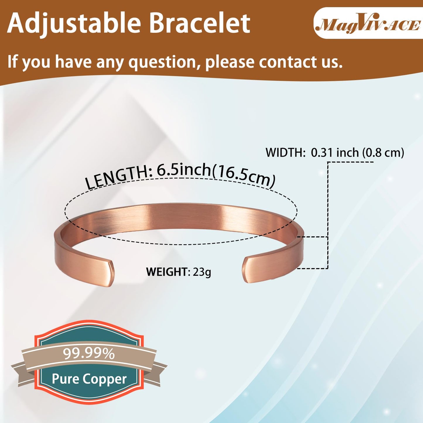 EnerCoppeX Copper Magnetic Bracelet for Women - Detox Jewelry with 3500 Gauss Magnet, Adjustable Cuff Bangle (Q)
