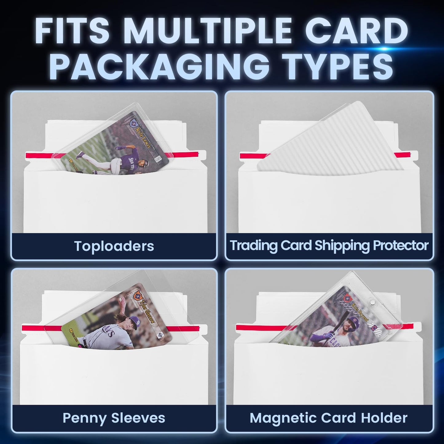 180 Pack Mailer Trading Card Envelopes，7" x 4.35" Trading Card Mailers for Shipping, Perfect Sized Shipping Envelope for Mailing Semi-Rigid and Toploaders, Protector Supplies.