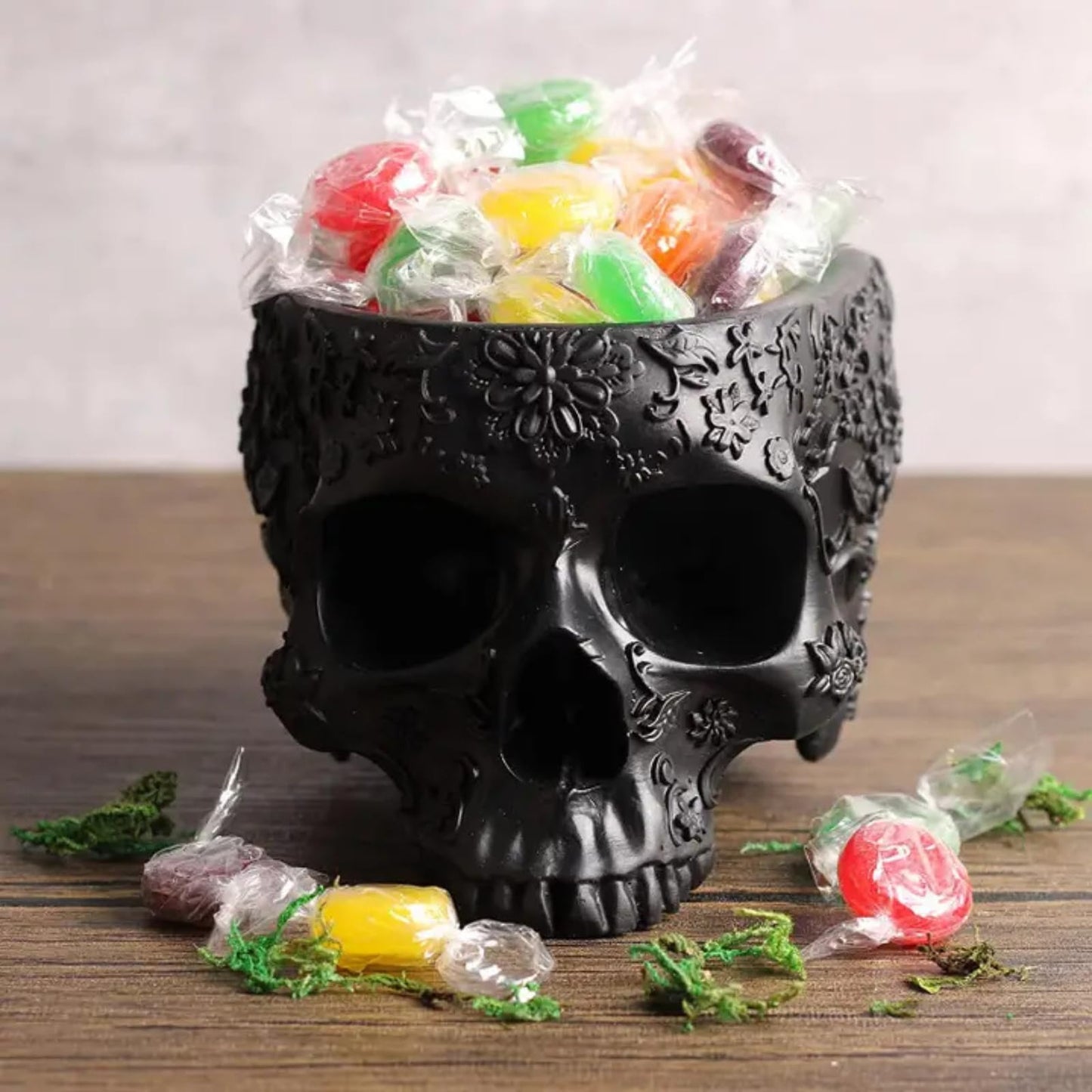 Black Skull Planter Pot 6 Inch Skeleton Head Pot for Succulents Flowers, & Bowl Dish Gothic Decor for Garden Home Parties Haunted House Spooky Black Display Halloween Skull Flower Pot Decoration Gift