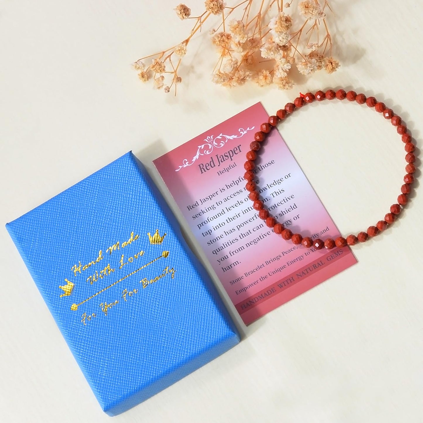 MASSIVE BEADS Natural Genuine Gemstone Beads Healing Crystal Chakra Reiki Jewelry Faceted Round Beads Bracelets (Red Jasper, 3mm)