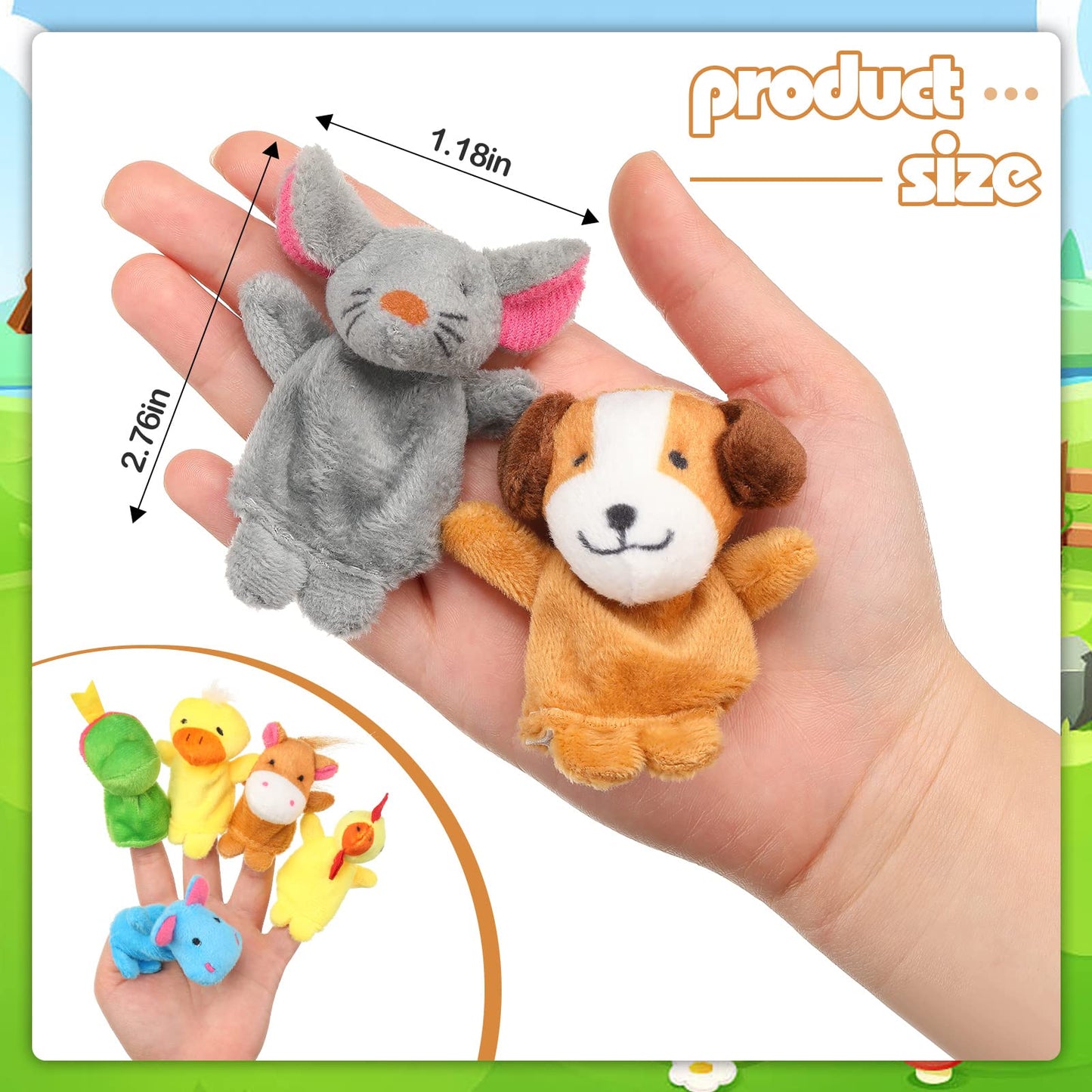 Meooeck 152 Pcs Finger Puppets Set 19 Different Stuffed Animal Finger Puppets Bulk Easter Egg Filler for Storytelling, Role Playing, Teaching, and Easter Gifts