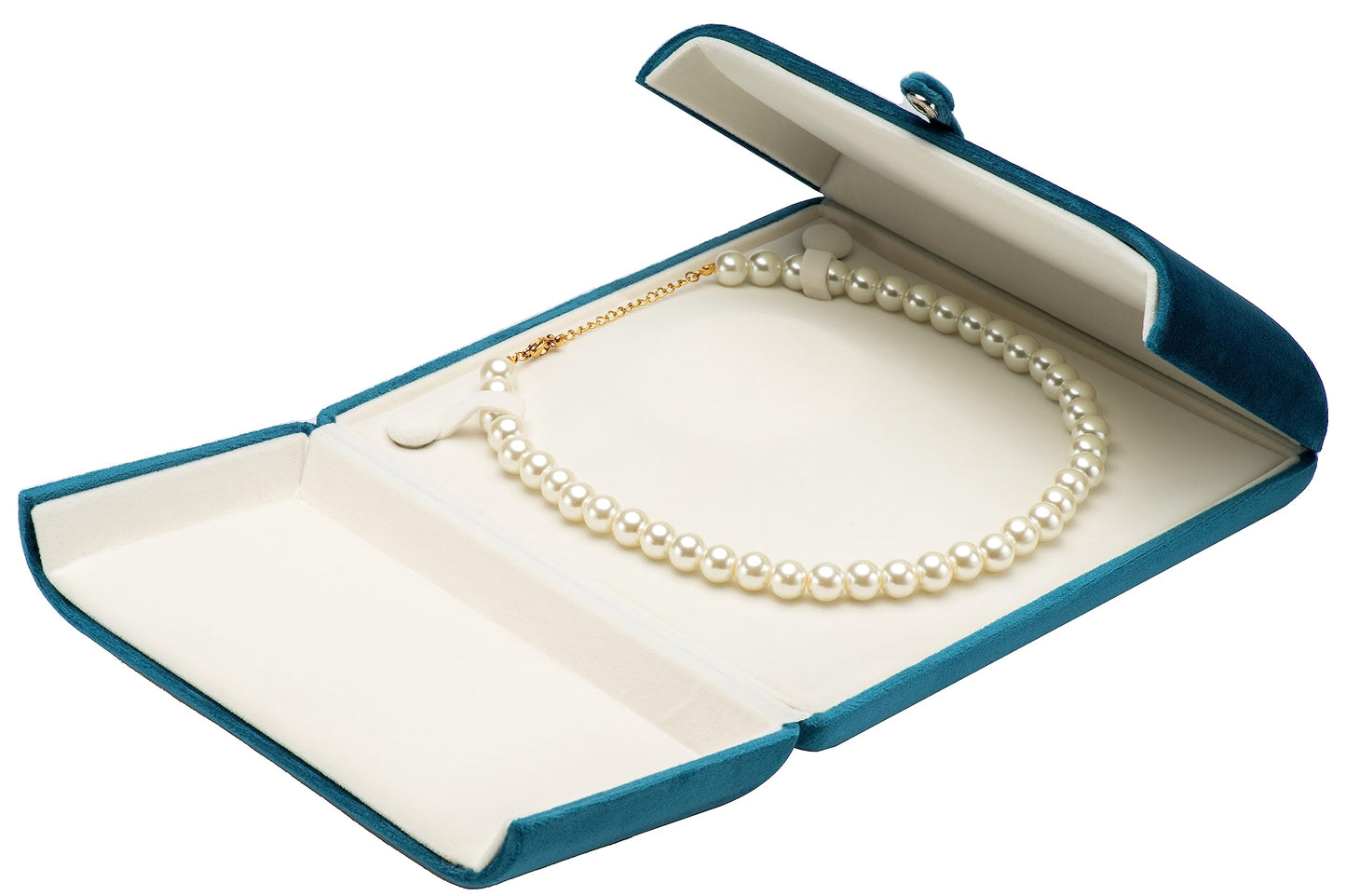 COWFEX Velvet Big Chunky Pearl Necklace Gift Box Showcase Jewelry Storage Case (Blue)
