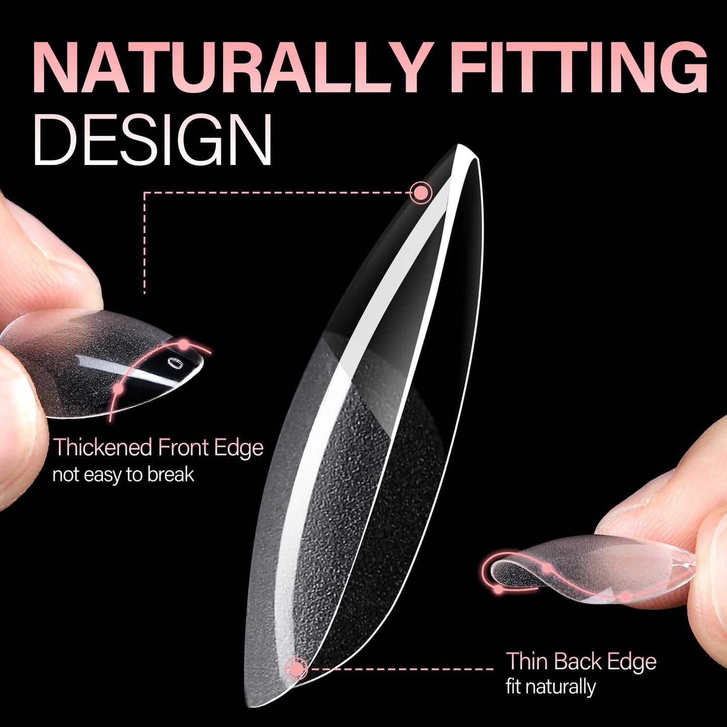 AILLSA Short Almond Nail Tips Pre-Shaped Acrylic Nail Tips Half Matte Full Cover Nails Tips Clear Gelly Press on False Tip Nail for Extension Nail Manicure Home DIY 240PCS 15Sizes