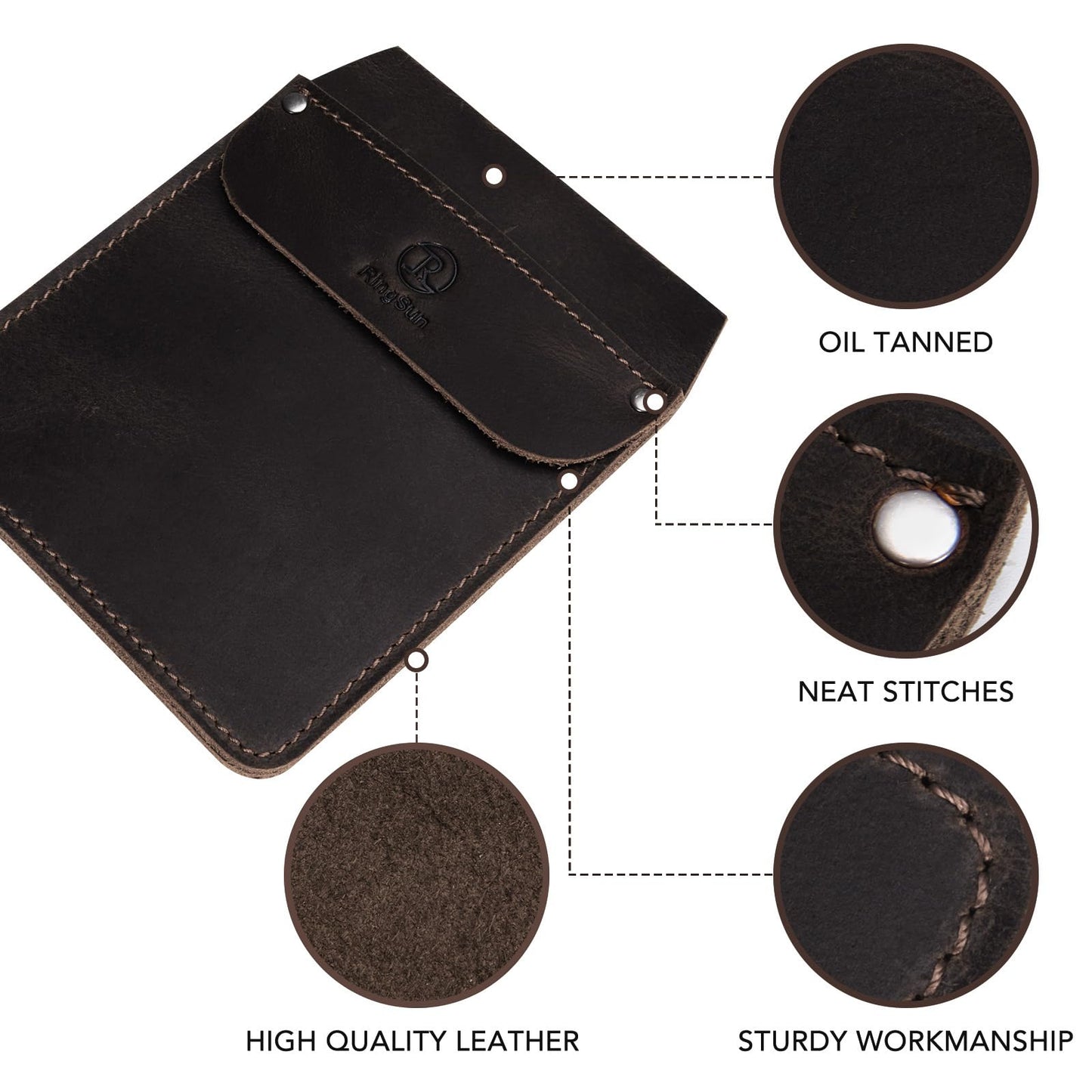 RingSun Genuine Leather Pocket Protector for Men, Durable Pocket Tool Pouch, Jeans Shirts Pocket Protector for Tools Pens