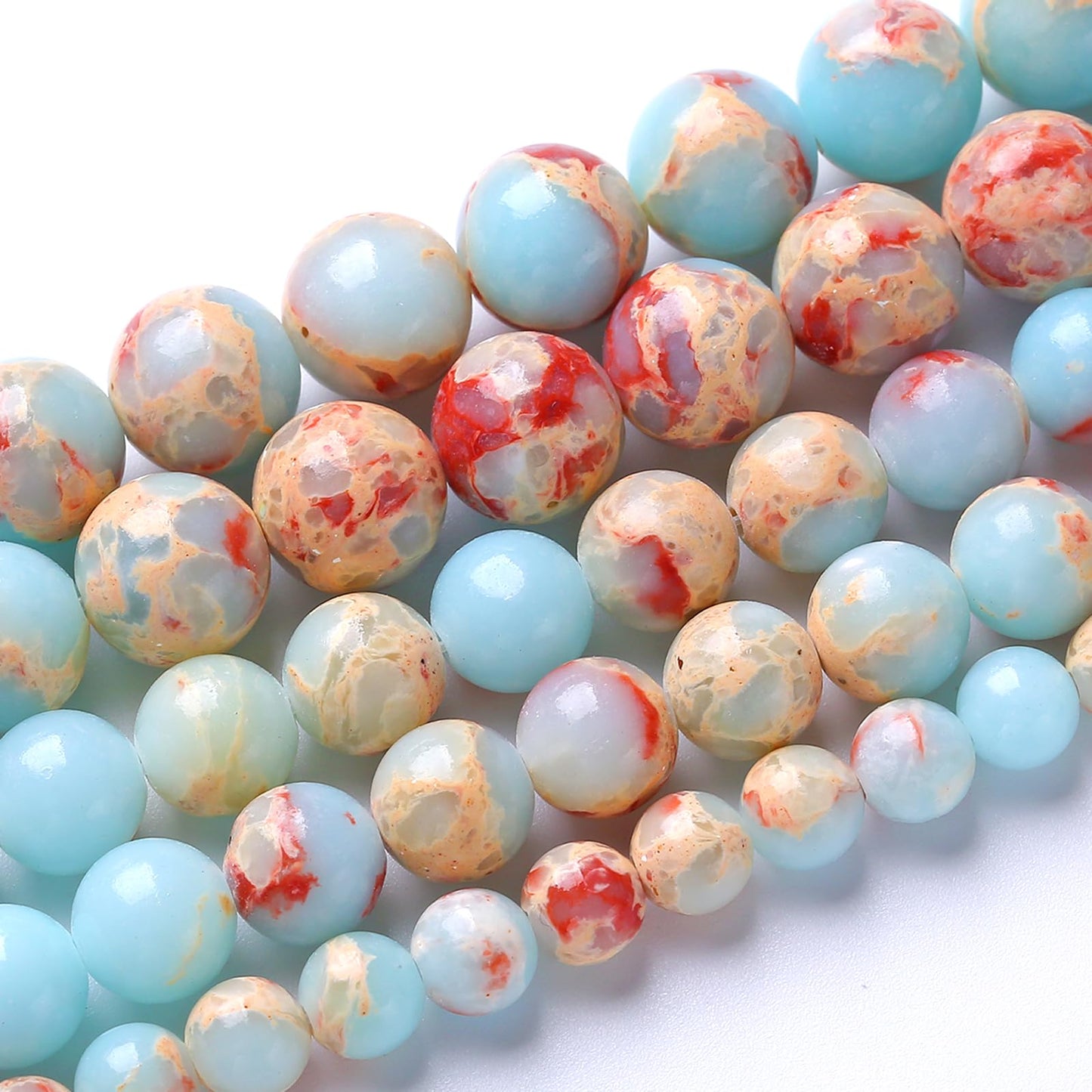 180pcs 4MM Natural Stone Sky Blue Jasper Round Beads Loose Beads for Jewelry Making DIY Bracelet 2 Strands 32"
