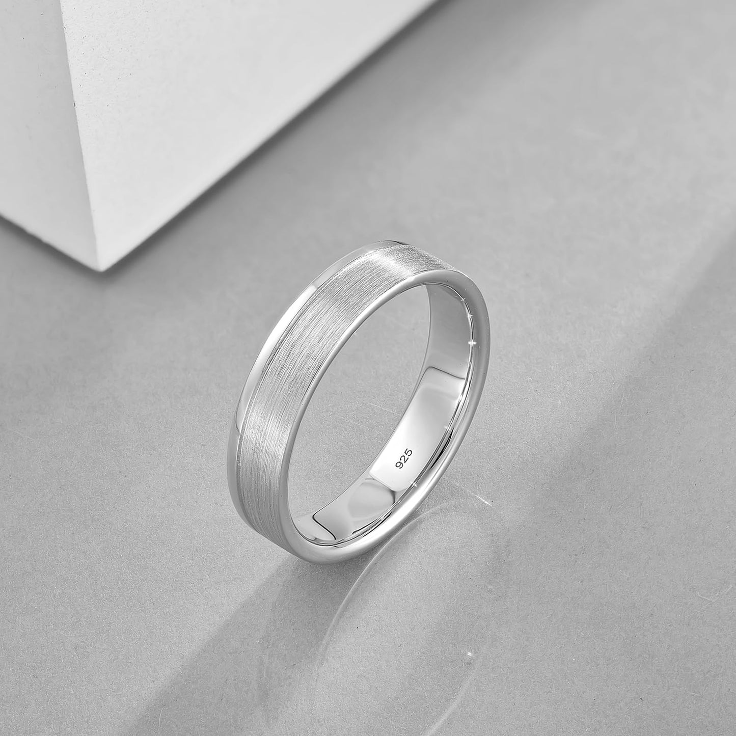 STARCHENIE Men's Wedding Band 925 Sterling Silver, 5MM, Brushed Matte Finish, Comfort Fit, Size 10