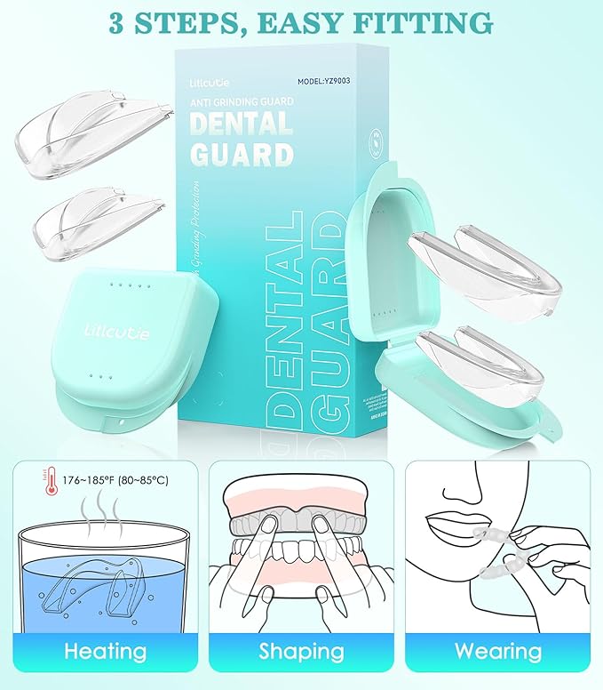 Mouth Guard for Grinding Teeth at Night, 4 Pcs 2 Size Mouthguards for Grinding of Teeth, Night Guards for Teeth Grinding, Reusable Mouth Guard for Clenching Teeth at Night, Clear