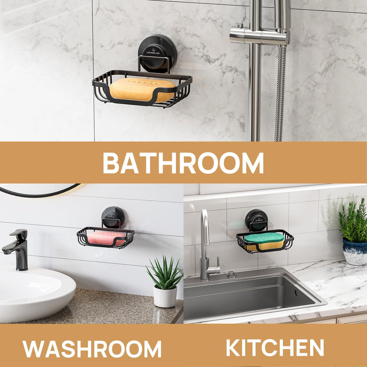 Soap Dish Soap Bar Holder for Shower Suction Cup Wall Mounted