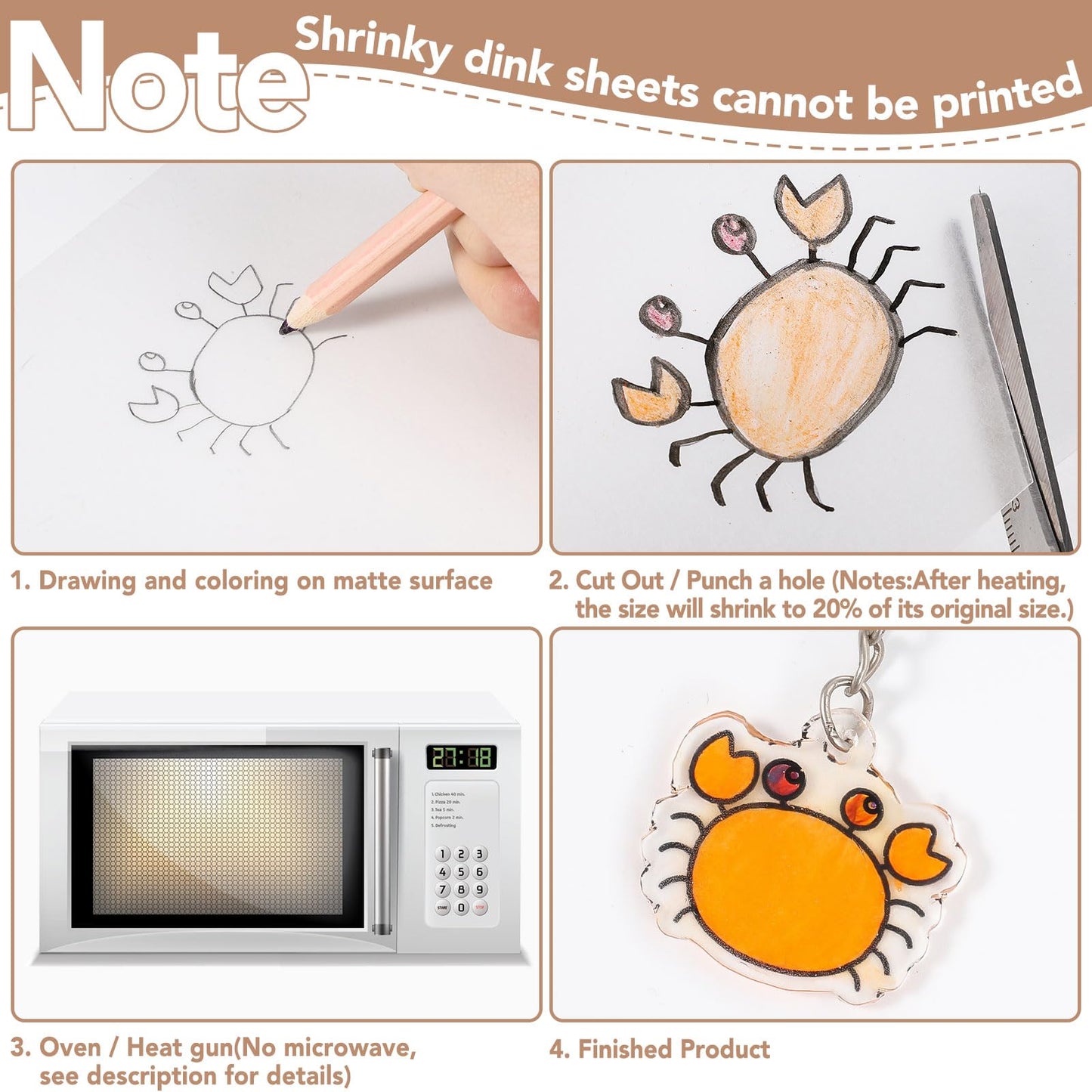 60 Pieces Shrink Plastic Sheets, Shrink Paper Shrink Art Paper for Crafts DIY Keychain Making(7.9 X 5.7 inch)