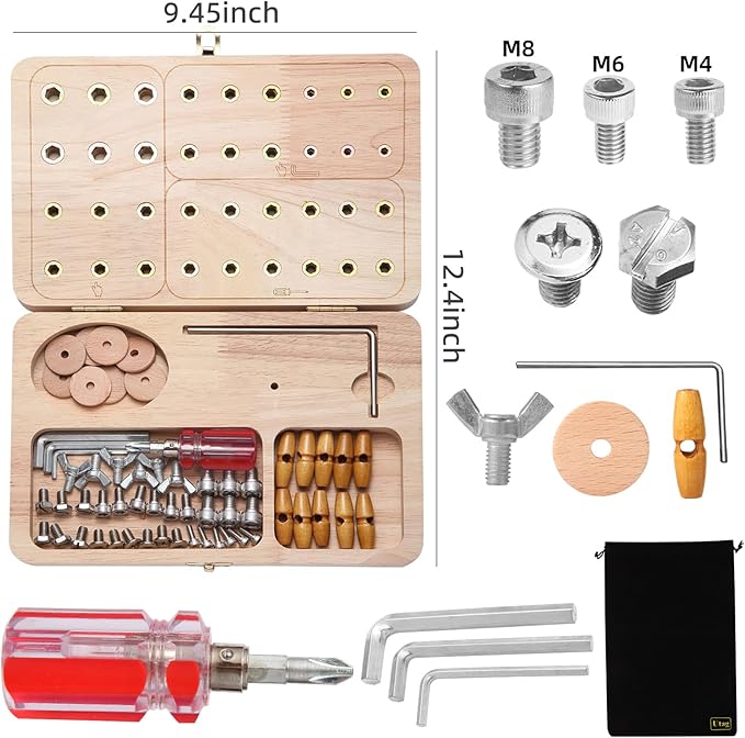 Wooden Pegboard for Finger Dexterity, Upgraded 36-Hole Wooden Hand Therapy Peg Board with Multifunctional Test Kit, Occupational Therapy Toys to Improve Fine Motor Skills and Hand-Eye Coordination