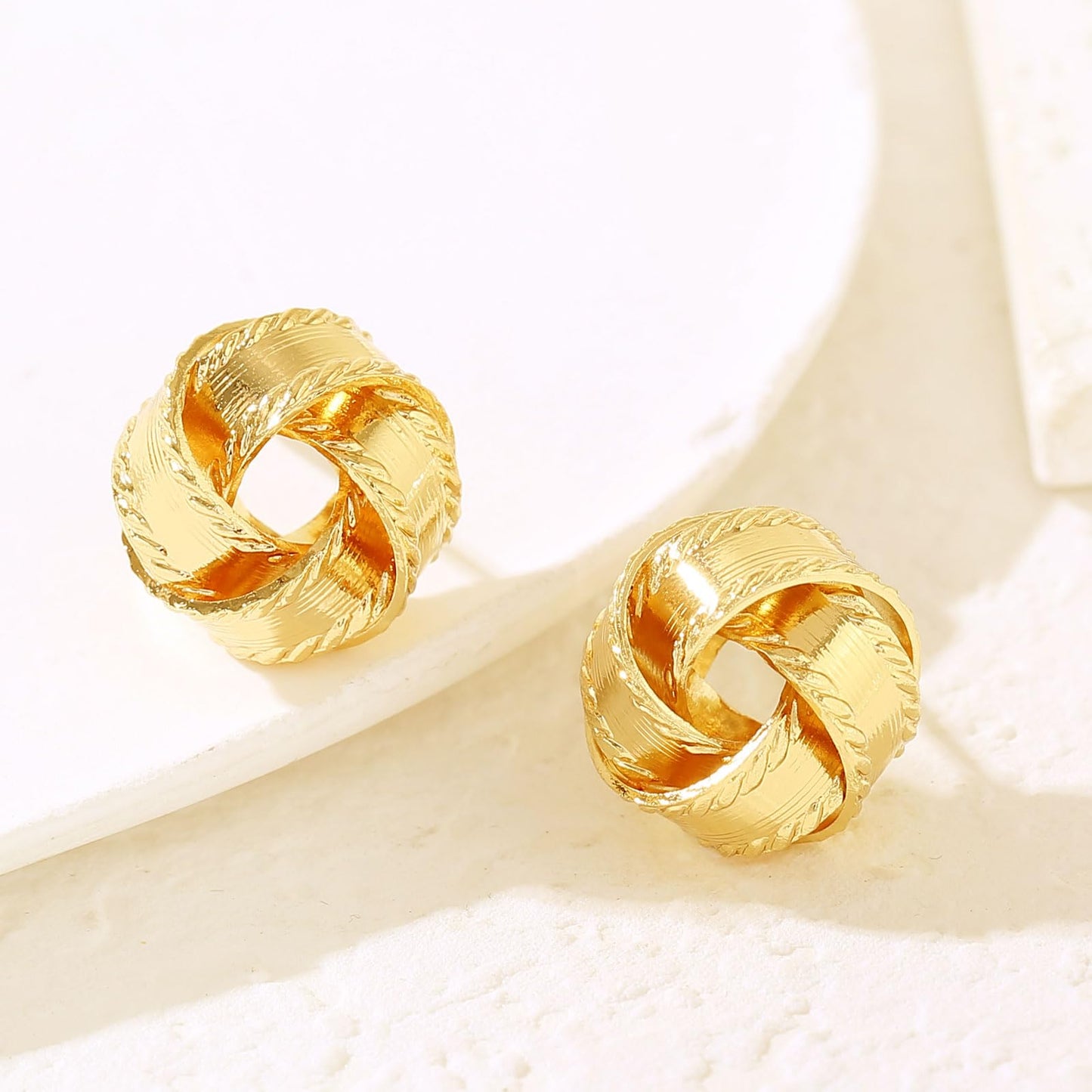 14K Gold Plated Earrings Stud for Womens Small Knot Earrings Golden Twisted Love Knot Jewelry