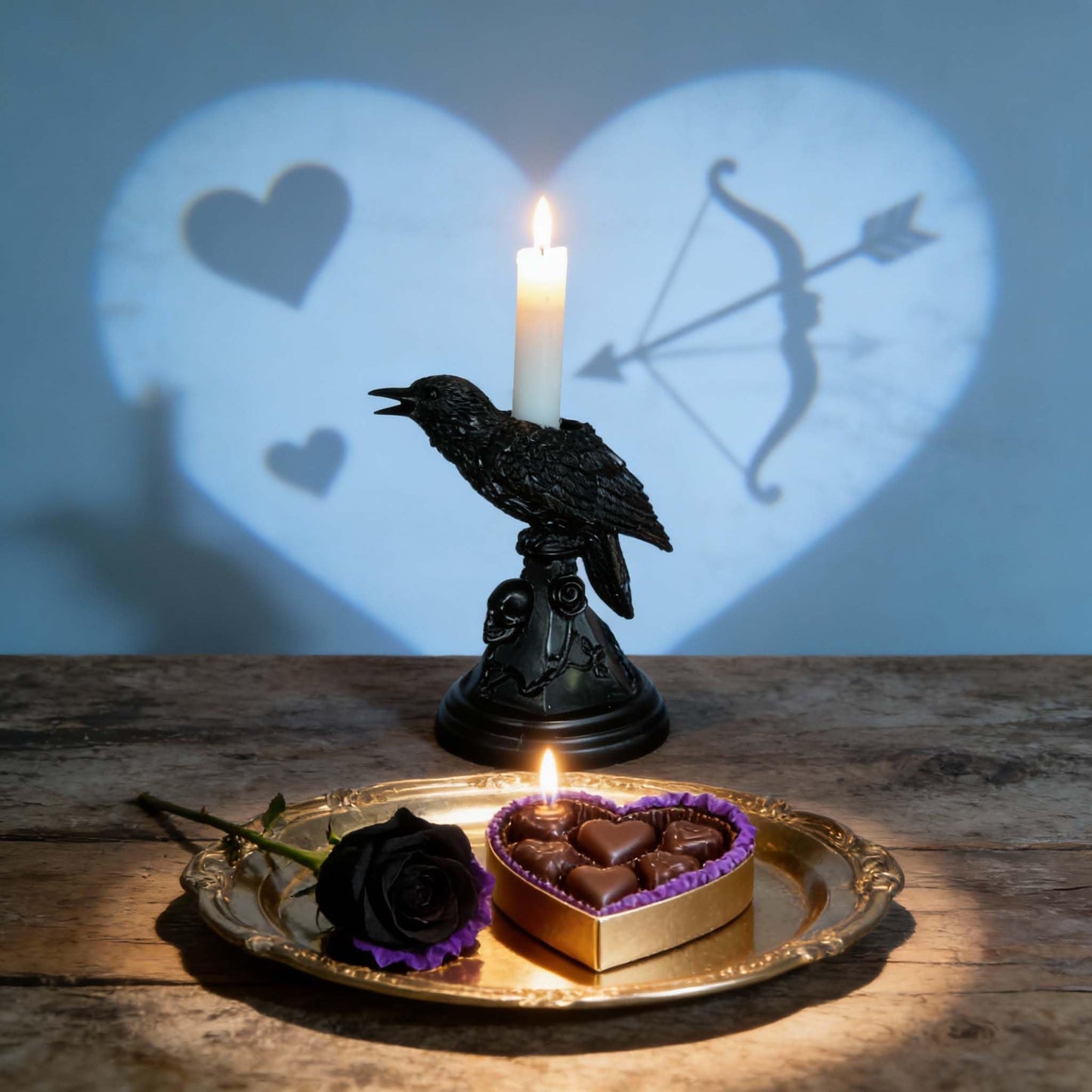 Dark Gothic Candlestick Raven/Owl Halloween Candle Stick Holder, Gothic Statue Figurine Holder Holder Stand, Gothic Home Decor Accessory (Raven)