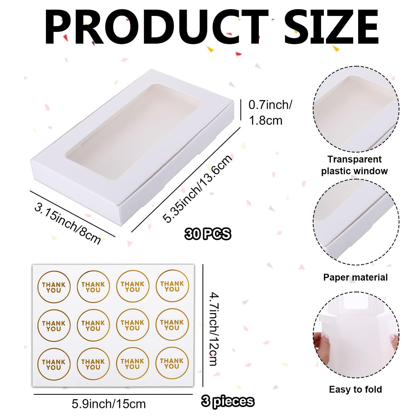 30 Pcs Jewelry Gift Boxes 3.15"X5.35"X0.7" Paper Necklace Box Bulk Jewelry Box with Clear Window 30 Display Card 36 Sticker Small Gift Boxes for Displaying Necklaces Christmas Birthday Wedding