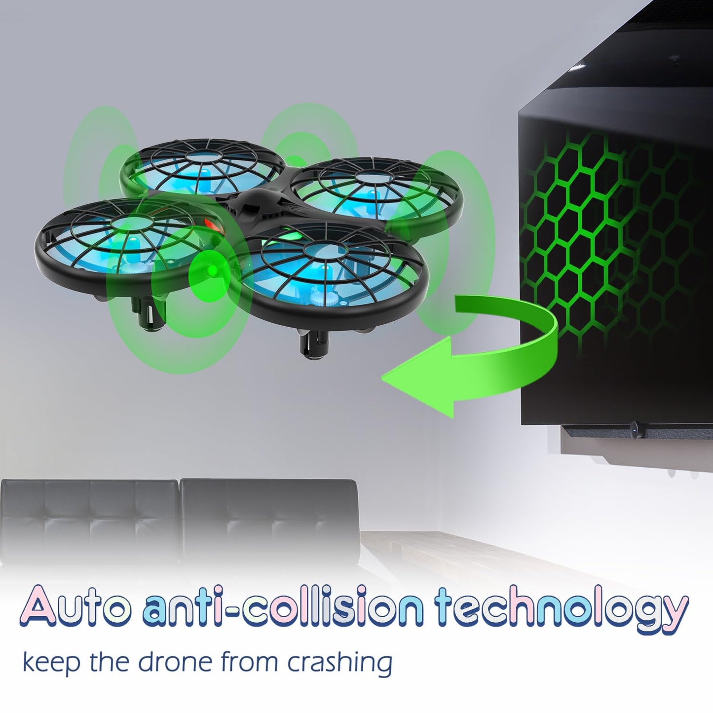 Loolinn | Drones for Kids Gift - Mini Drone, RC Drone with Auto Anti-Collision Technology/Safe for Kids/Easy to Fly / 360° Flip/Hand-Controlled Mode (Gift for Boys and Girls)