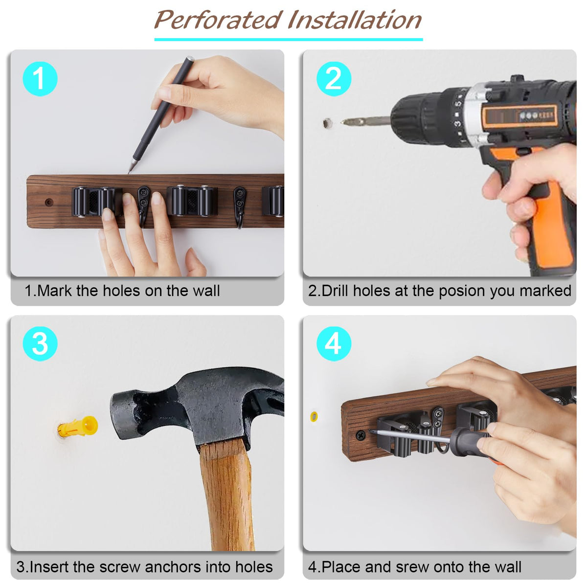 Mop and Broom Holder Wall Mount