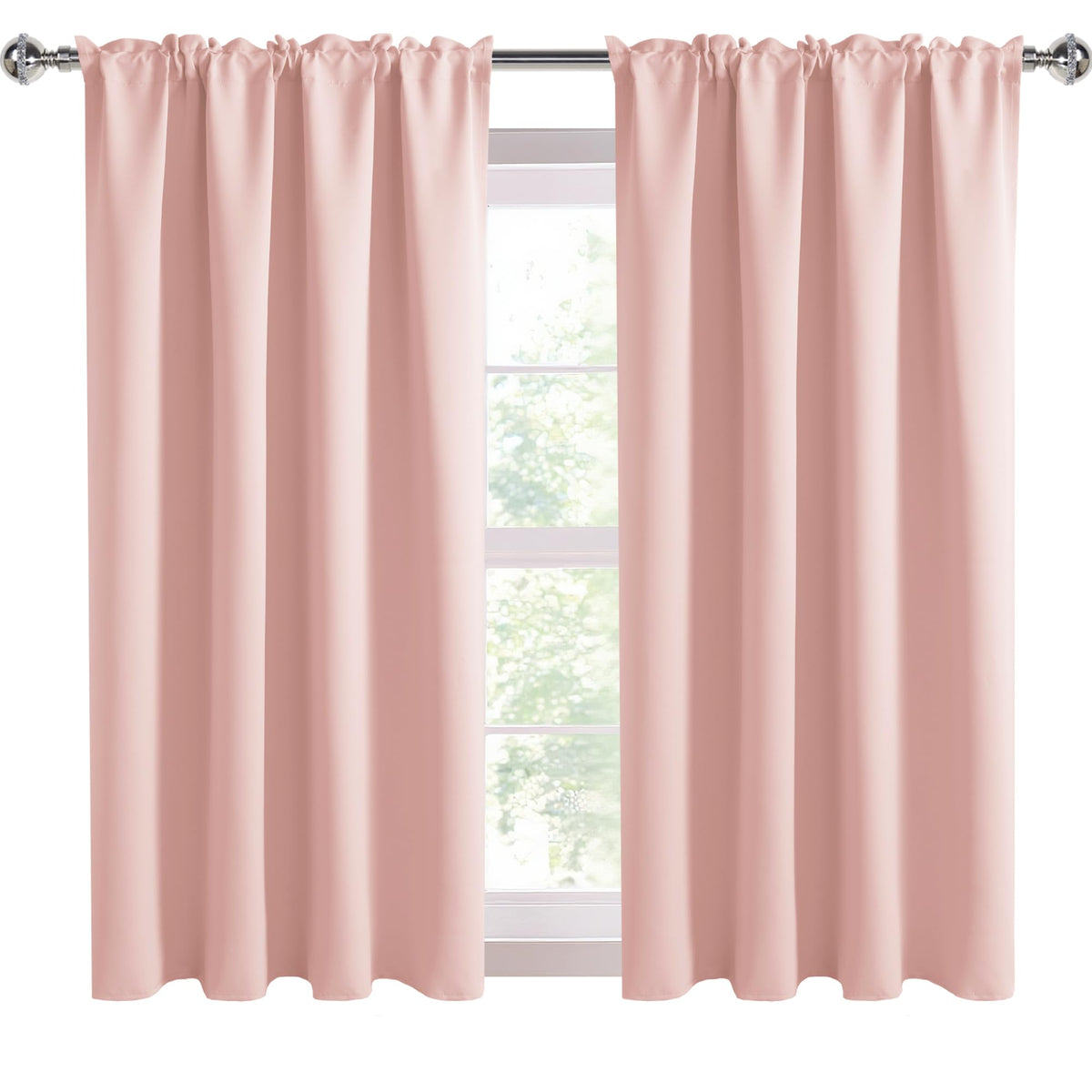 Blackout Curtains for Bedroom 52 x 45 Inch Long Blush Pink 2 Panels (2 Count)