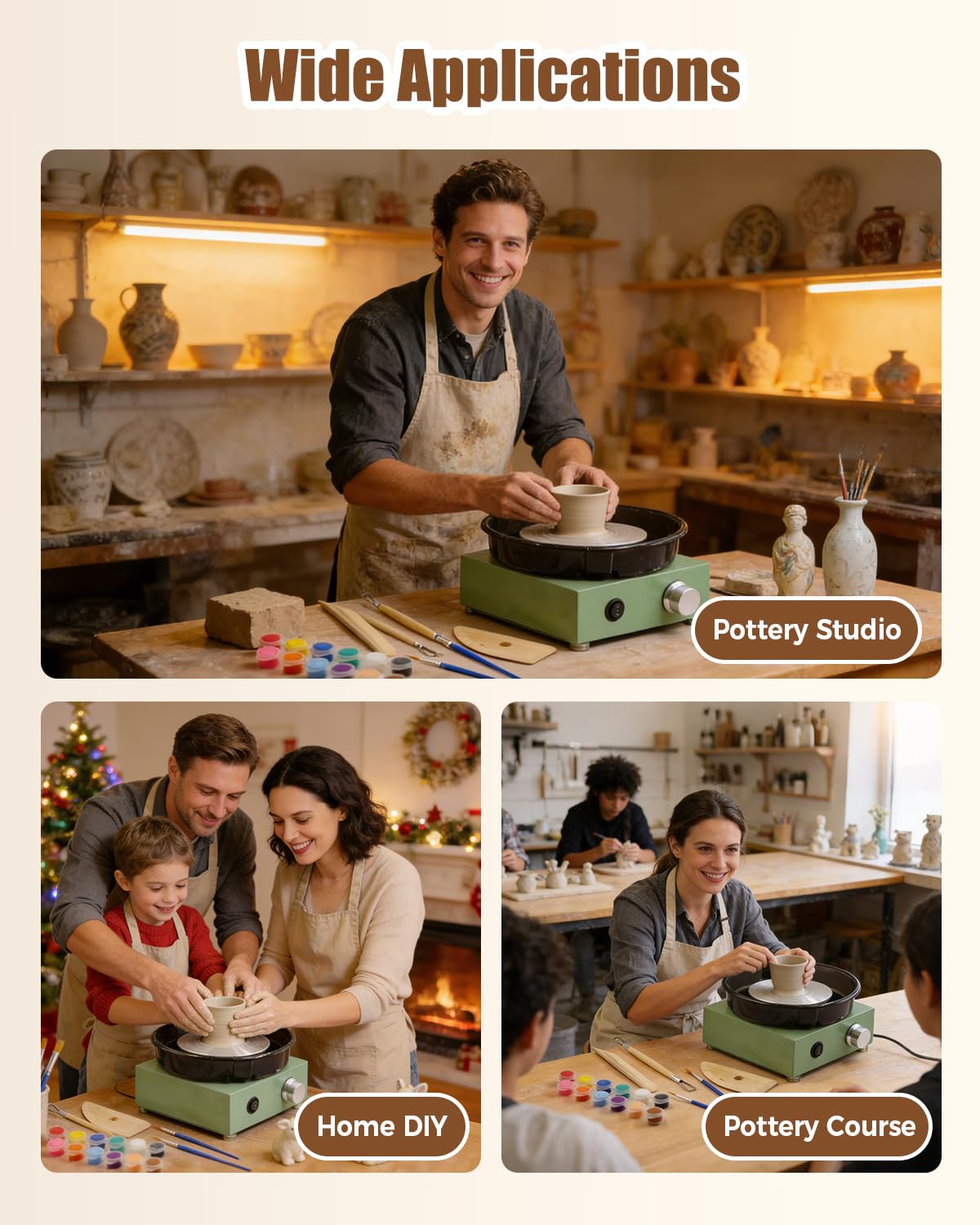 Mini Pottery Wheel Kit for Kids & Beginners Two-Way Rotation Electric Pottery Machine Adjustable Speed with 18pcs Accessories Tools, DIY Craft for Teens Adults