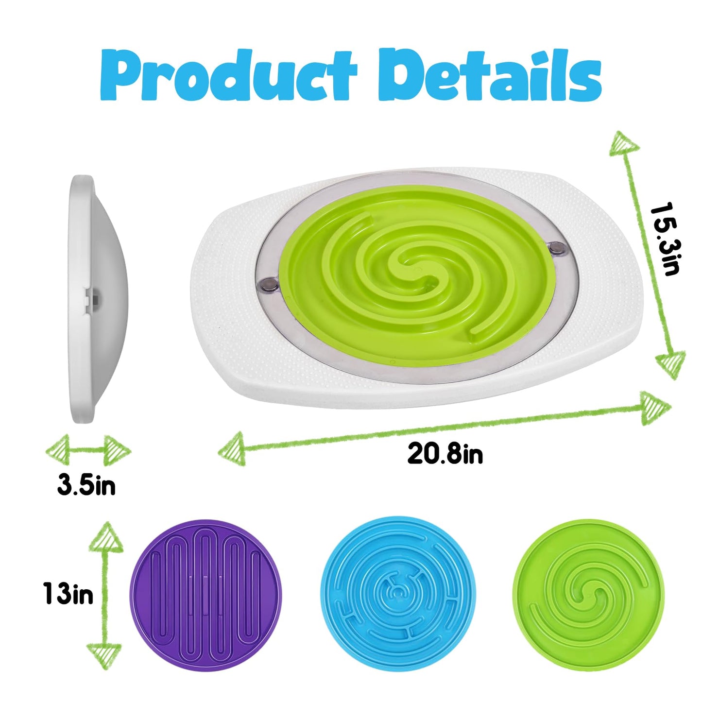 Maze Balance Board for Kids, 3 Replaceable Labyrinth Boards 140lbs Capacity - Sensory Integration & Proprioceptive Training Wobble Board for Therapy/Ski/Surf Prep