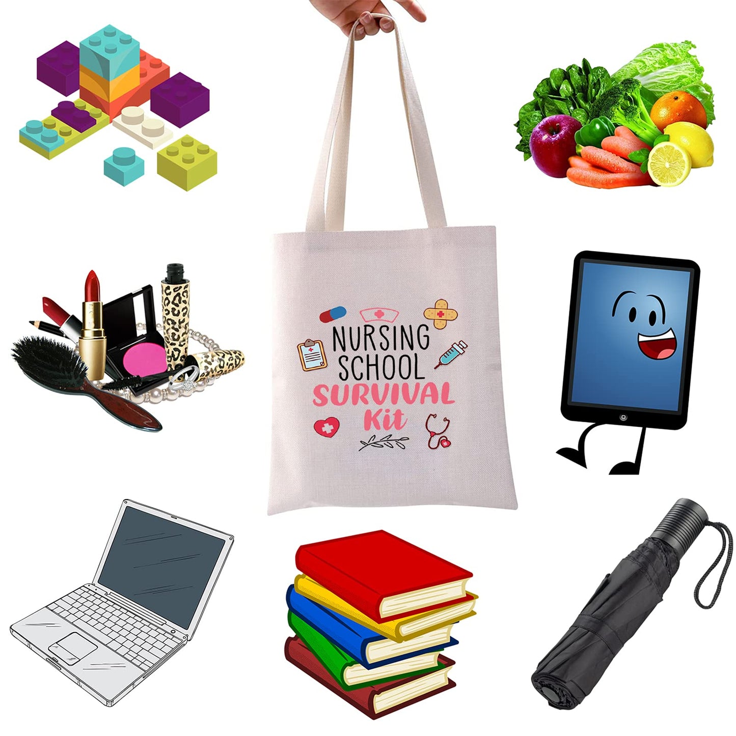 WCGXKO Nurse Gift Nurse Cosmetics Gift Nursing School Survival kit Gift for RN CNA LPV BSN LVP (NURSING SCHOOL tote)