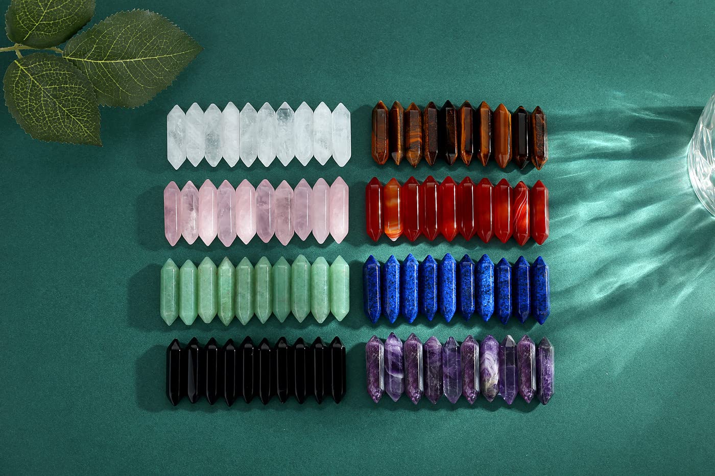 10 PCS Labradorite Healing Crystals Wands Polished Tumbled Stones Bulk Natural Hexagonal Pointed Reiki Energy Balancing Meditation Therapy Chakra Wand Set