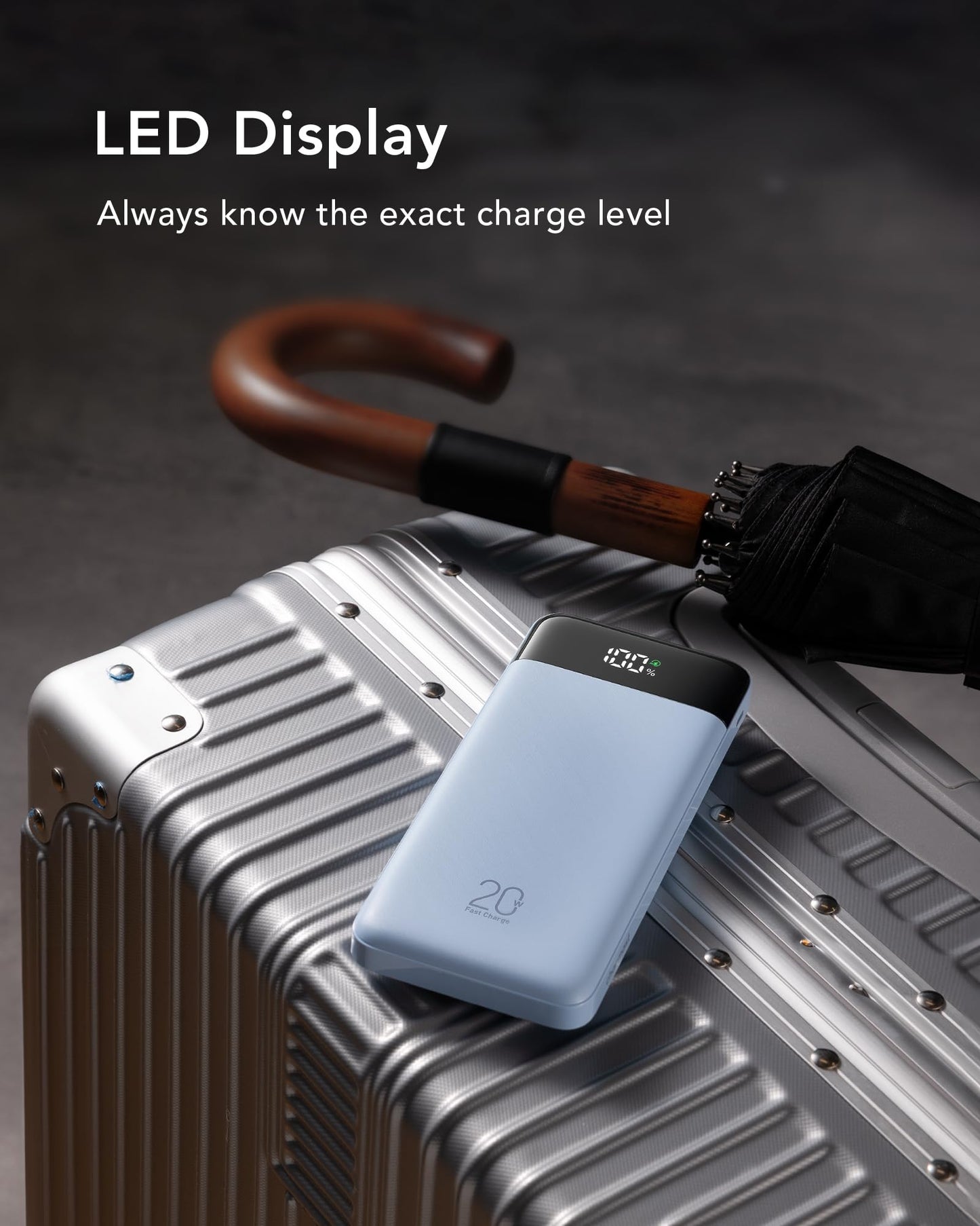 charmast 20000mAh Portable Charger with Built in Cables, 22.5W Travel Power Bank Fast Charging, USB C Cell Phone Battery Pack for iPhone 17/16/15/14/13/12 Series, iPad, Samsung, Android, Tablet
