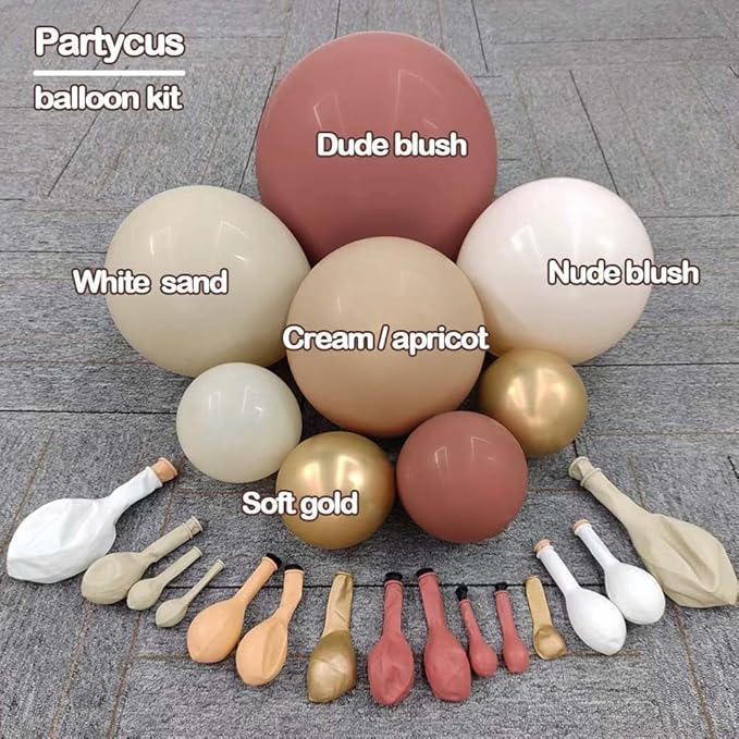 Dusty Rose Balloon Arch Kit, Double Stuffed – Mauve, Pink, Cream, Sand White, Tan & Blush Gold Latex Balloons for Baby Shower, Wedding & Boho Birthday