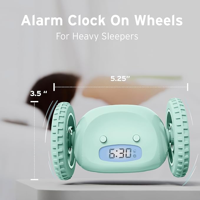 CLOCKY Alarm Clock on Wheels – Loud Rolling Alarm Clock for Heavy Sleepers