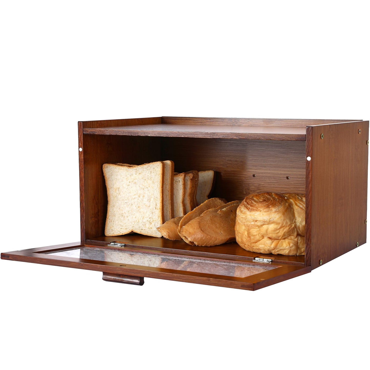 ETMI Vintage Bread Box for Kitchen Countertop - Retro Brown Bread Storage Box Breadbox