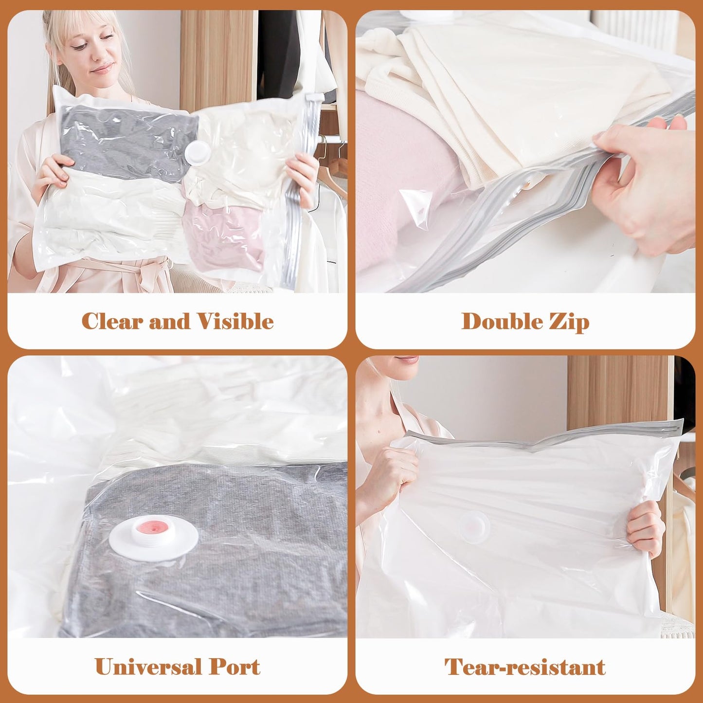 Vacbird Travel Vacuum Storage Bags with Rechargeable Cordless Pump, 12 Pack Vacuum Seal Bags for Clothing(4 Large+4 Medium+4 Small), Compression Packing for Clothes Suitcase Luggage Blanket Pillows