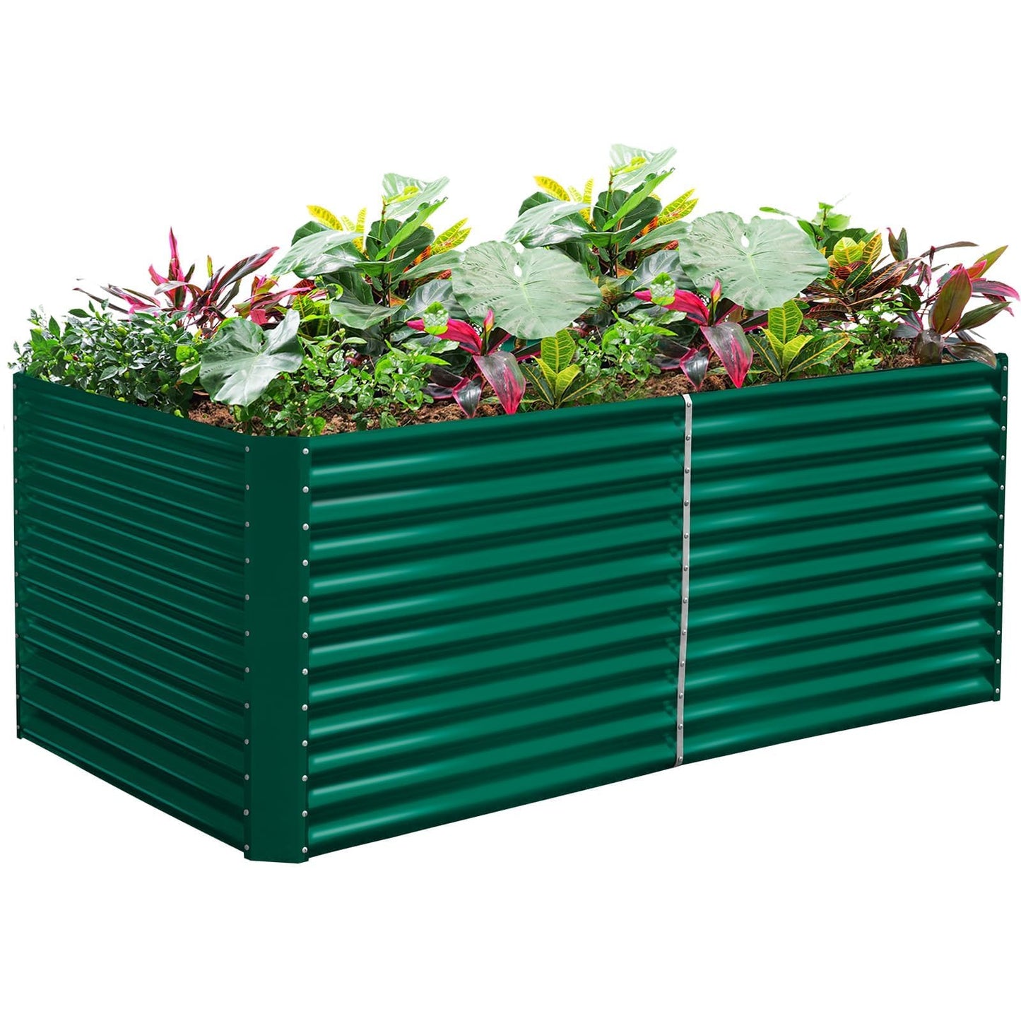 Land Guard 8x4x3ft Rectangular Galvanized Raised Garden Beds, Large-Capacity Metal Planter Box Outdoor, Durable Deep Raised Garden Bed 3ft Tall, Raised Beds for Gardening Vegetables, Forest Green