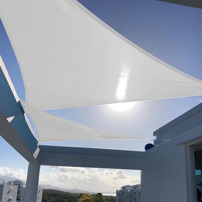 SUNNY GUARD Custom Size 14'x14'x14' Silver Grey Sun Shade Sail Triangle UV Block Shade for Backyard Yard Patio Deck Garden(Customized)