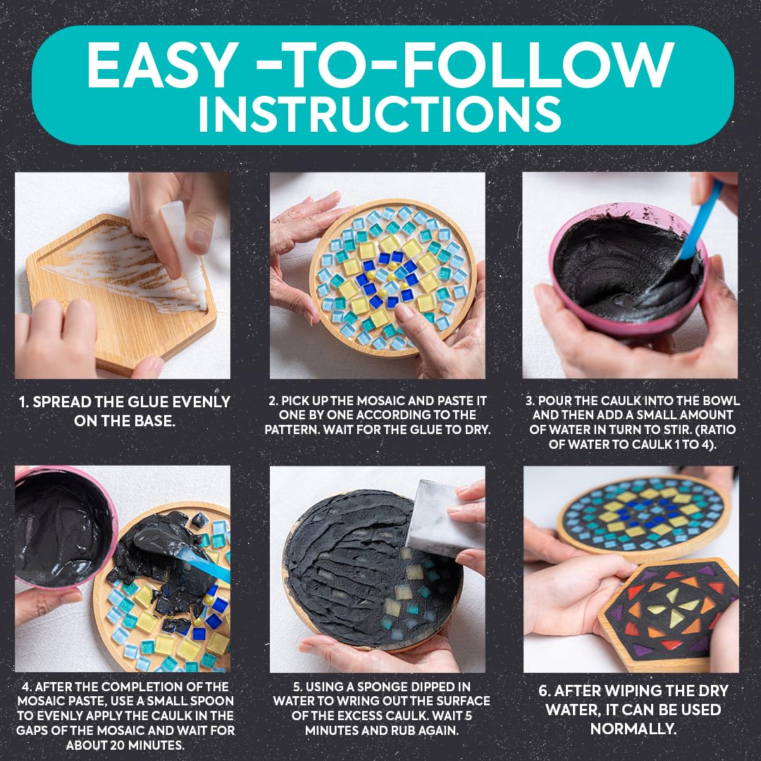 DIY Merea Craft – Set of 2 Mosaic Kits for Adults | DIY Stained Glass Craft Kit for Beginners | Make Your Own Mosaic Art | Handmade Gift for Women | Home Decor & Relaxing Activity