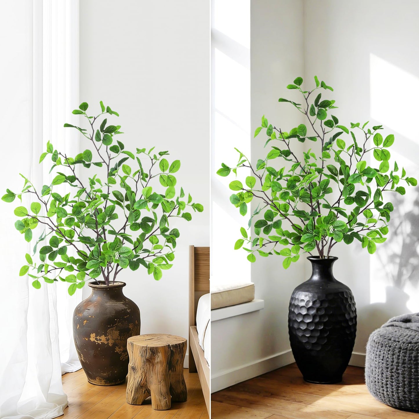 Uieke 8Pcs 37" Faux Eucalyptus Stems, Artificial Plants Indoor Lifelike Silk Plastic Plants for Spring Decoration, Faux Greenery Stems for Wedding Kitchen Home Decor