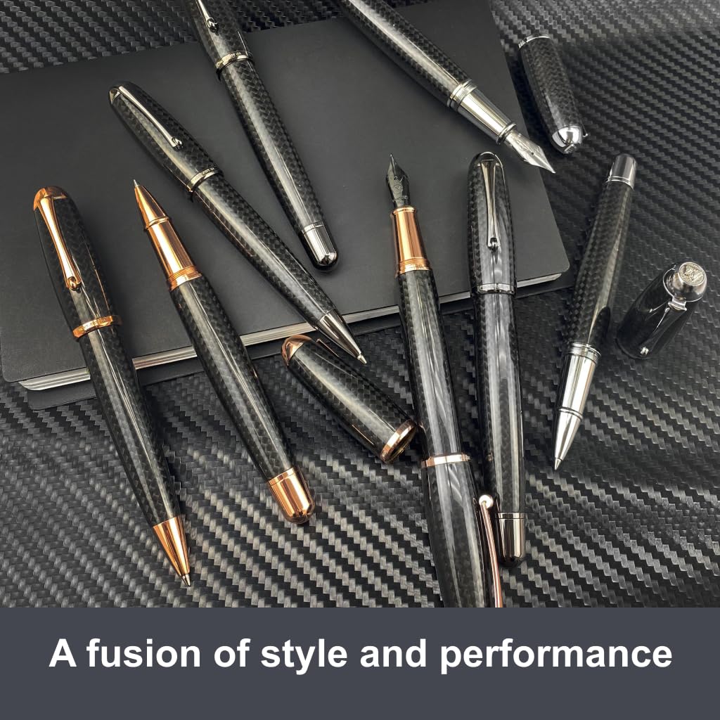 Monteverde USA Super Mega Carbon Fiber Rollerball Pen - 18K Rose Gold Plated Trim - Luxurious Carbon Fiber Body - Refillable with Standard Rollerball Refills - Durable and Elegant