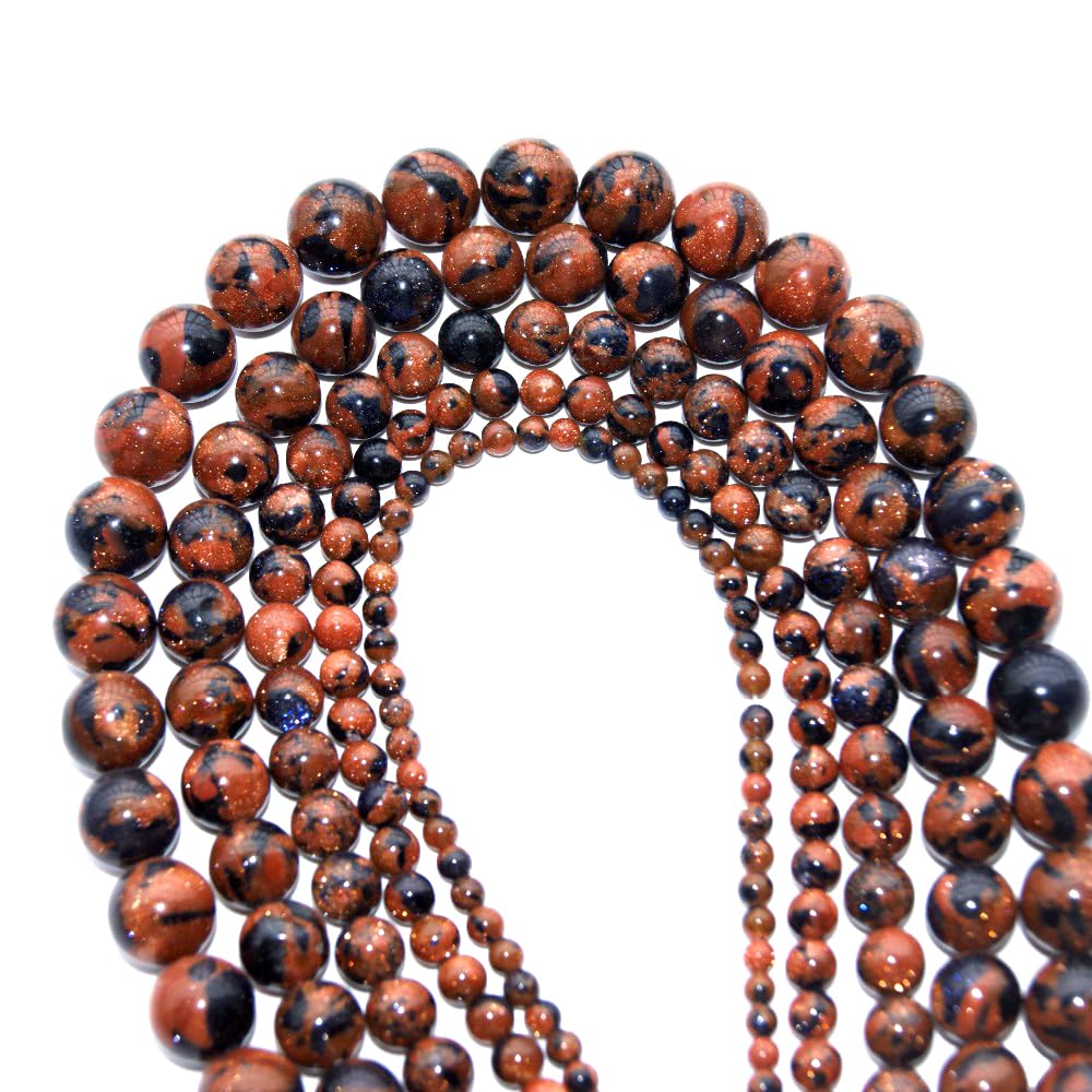6mm Blue Gold Sand Stone Mixed Sandstone Beads Round Semi Precious Gemstone Loose Beads for Jewelry Making 14"(60-62pcs/strand)