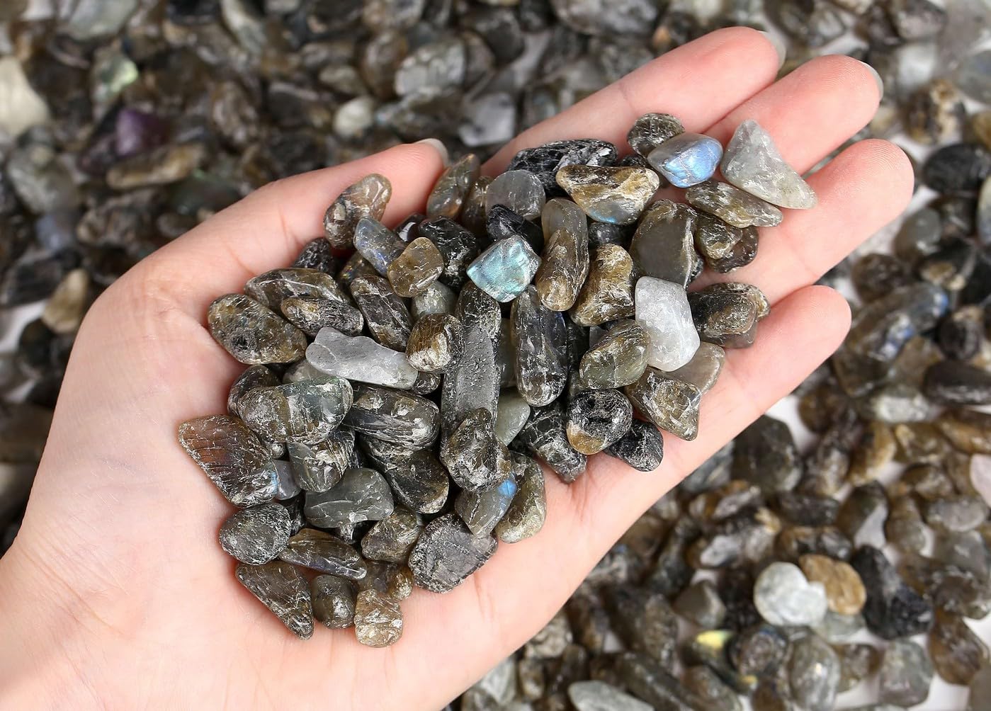 LAIDANLA Labradorite Crushed Stone Crystal Chips Bulk Natural Gemstones Healing Reiki Crystals Mini Quartz Vase Filler Aquarium Gravel 100g