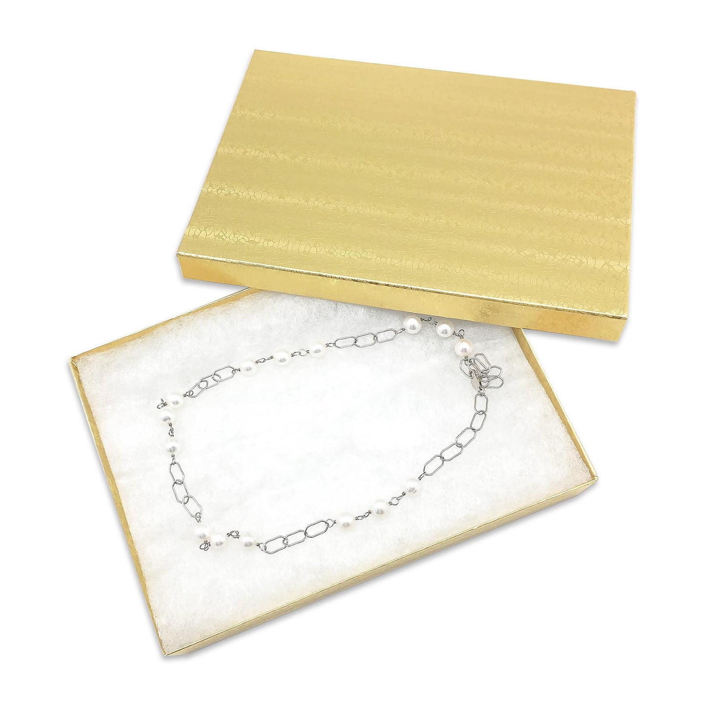 TheDisplayGuys - 25-Pack #53 Kraft Paper Cardboard Gift Boxes/Jewelry Cases w. Cotton Padding & Lid - Gold Foil - (5.4" x 3.9" x 1.0")