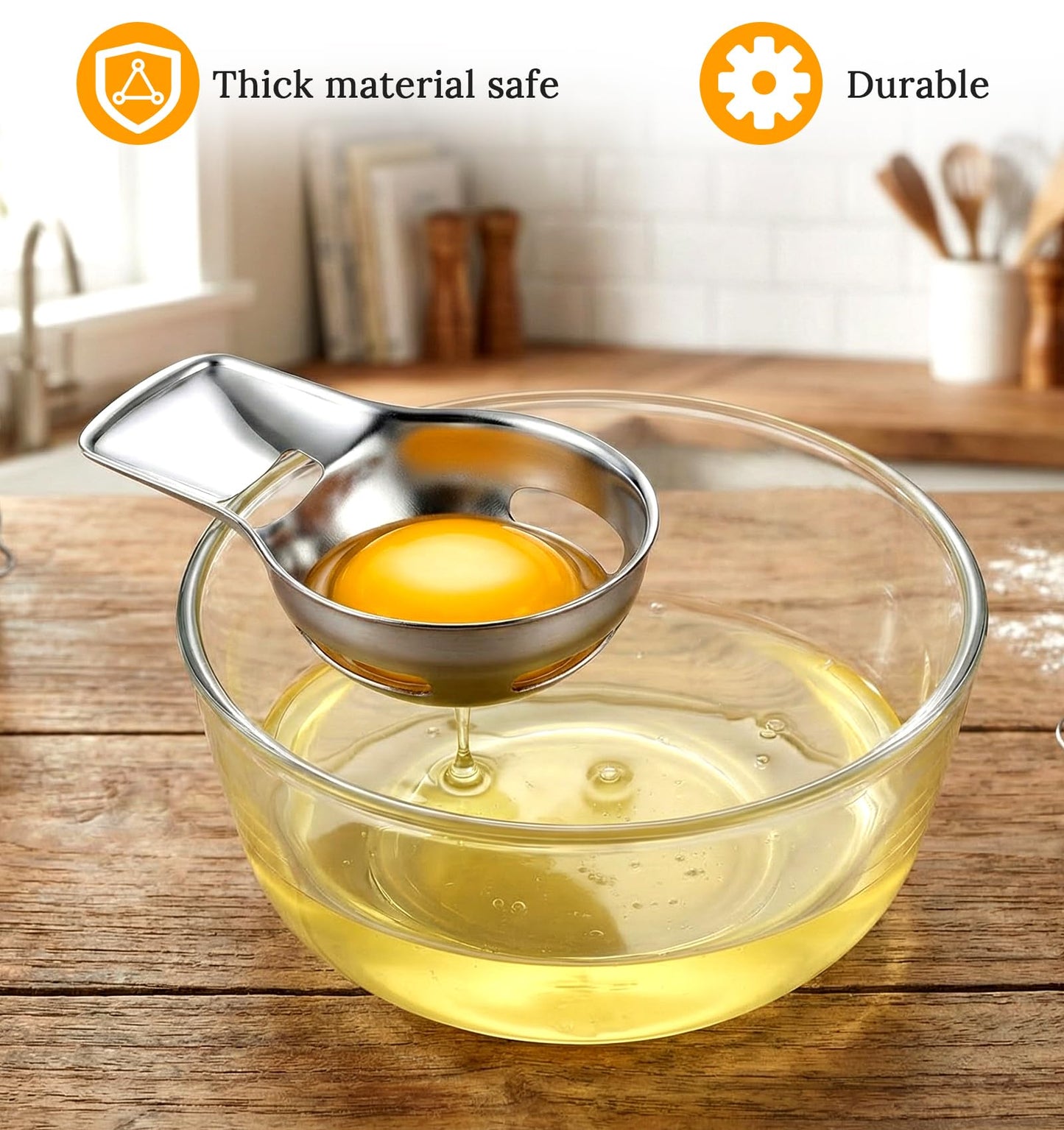 Egg Yolk Separator, Egg Separator for Raw Eggs Food Grade Stainless Steel Eggs Separators Tool, Easy to Use for Baking & Cooking