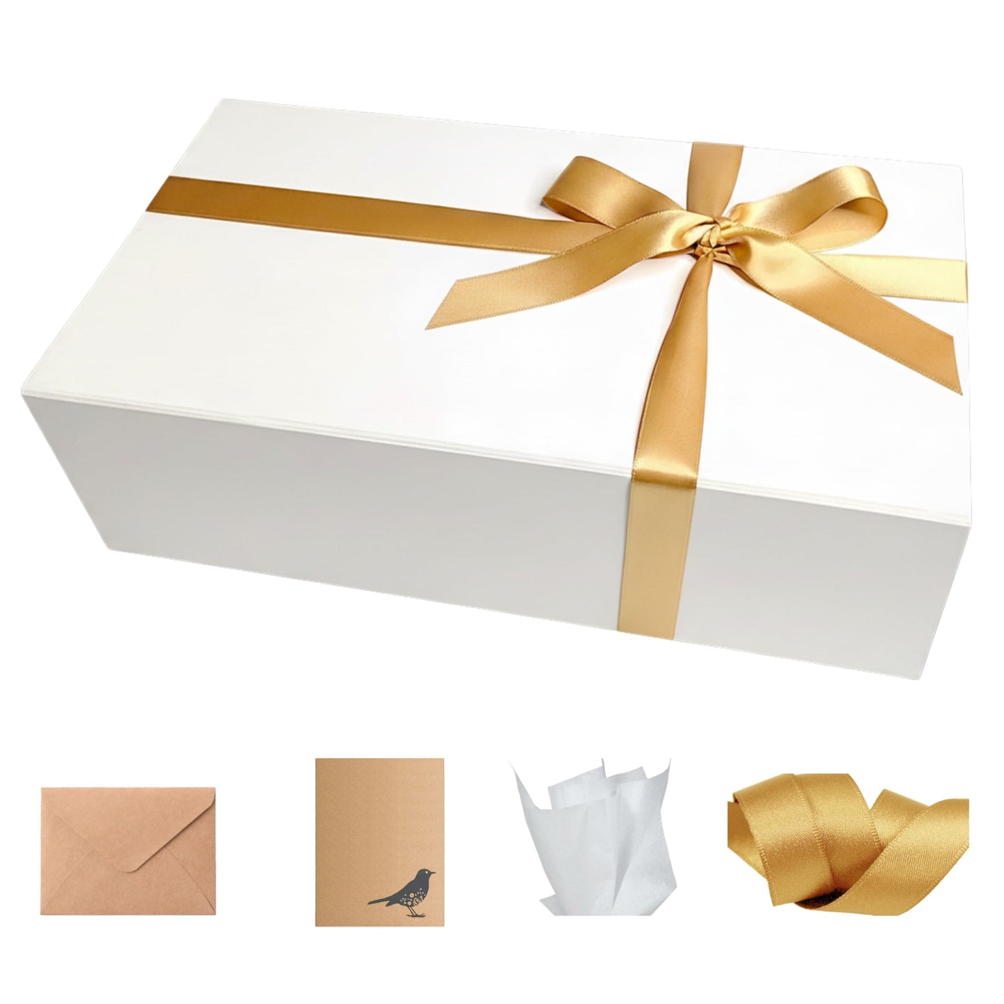 CECOBOX - Gift Boxes with Lids for Presents 11"x7.5"x3" - Matte, Collapsible Magnetic Closure Gift Box - Groomsmen & Bridesmaid Proposal Boxes, Wedding, PR, Birthdays, Holidays (White)