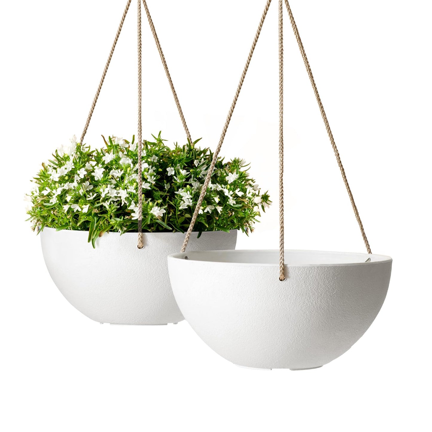 LA Jolie Muse Hanging Planter - 9.84 Inch Hanging Planters for Indoor Plants, Hanging Pots for Plants Indoor Outdoor, Set of 2, White