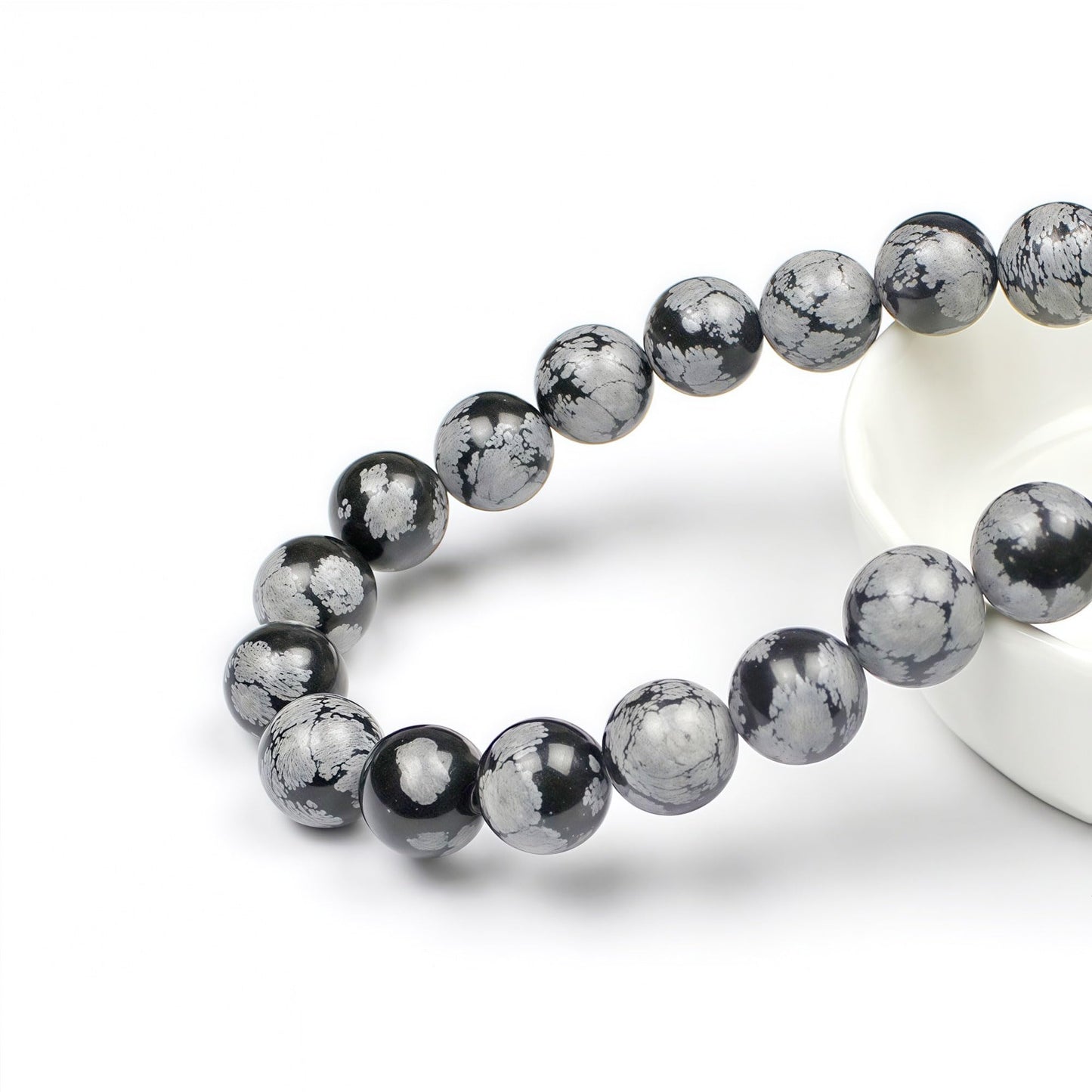 MJDCB Snowflake Obsidian Beads Round Natural Stone Beads for Jewelry Making DIY Bracelet (6mm)
