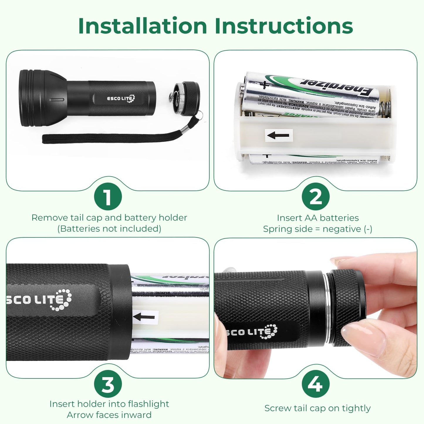 ESCO LITE UV Flashlight Black Light, 51 LED 395 nM Ultraviolet Blacklight Detector for Dog Urine, Pet Stains and Bed Bug