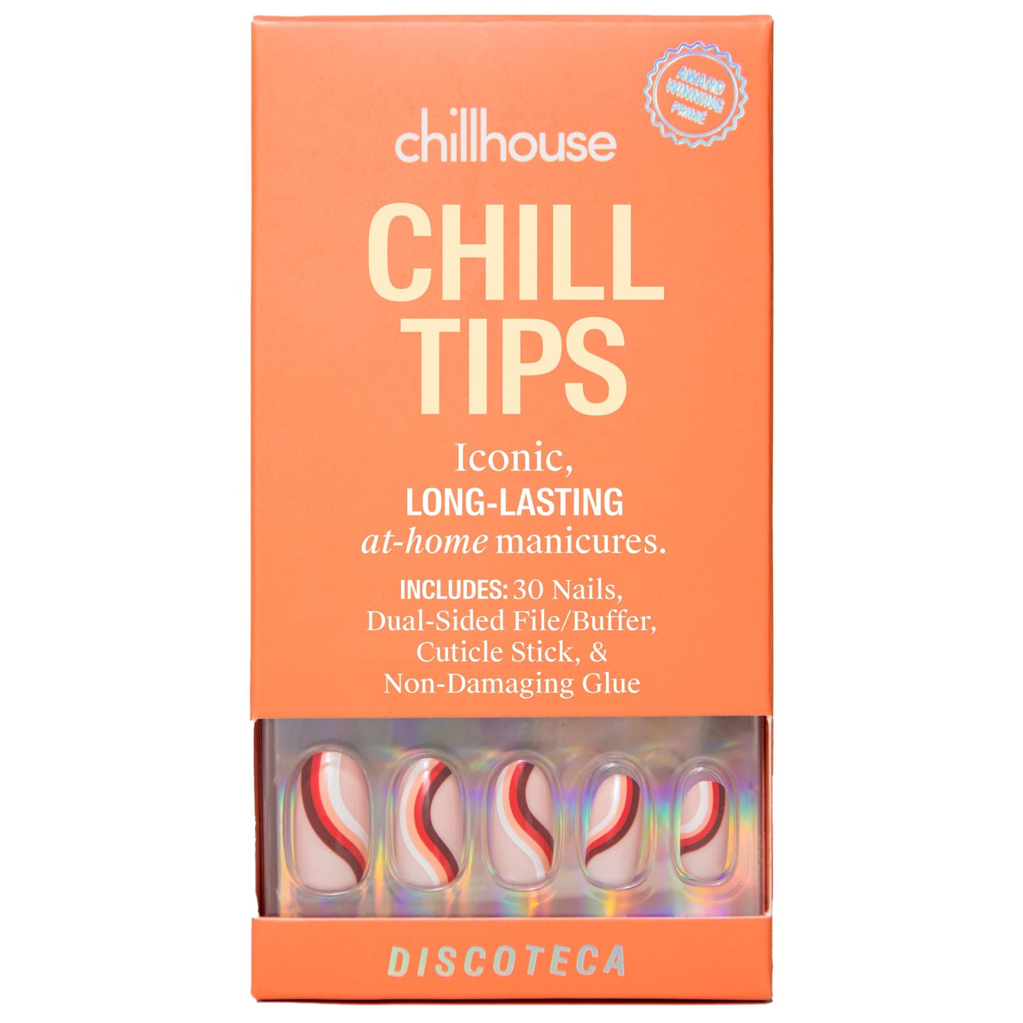 Chillhouse - Chill Tips, Press on Nails Kit - Discoteca (Oval) - 30 Nail Shapes & Sizes - Up to 2 Weeks of Wear - Customizable Fit - Reusable - Latina Founded & Women Owned - Beauty & Self Care