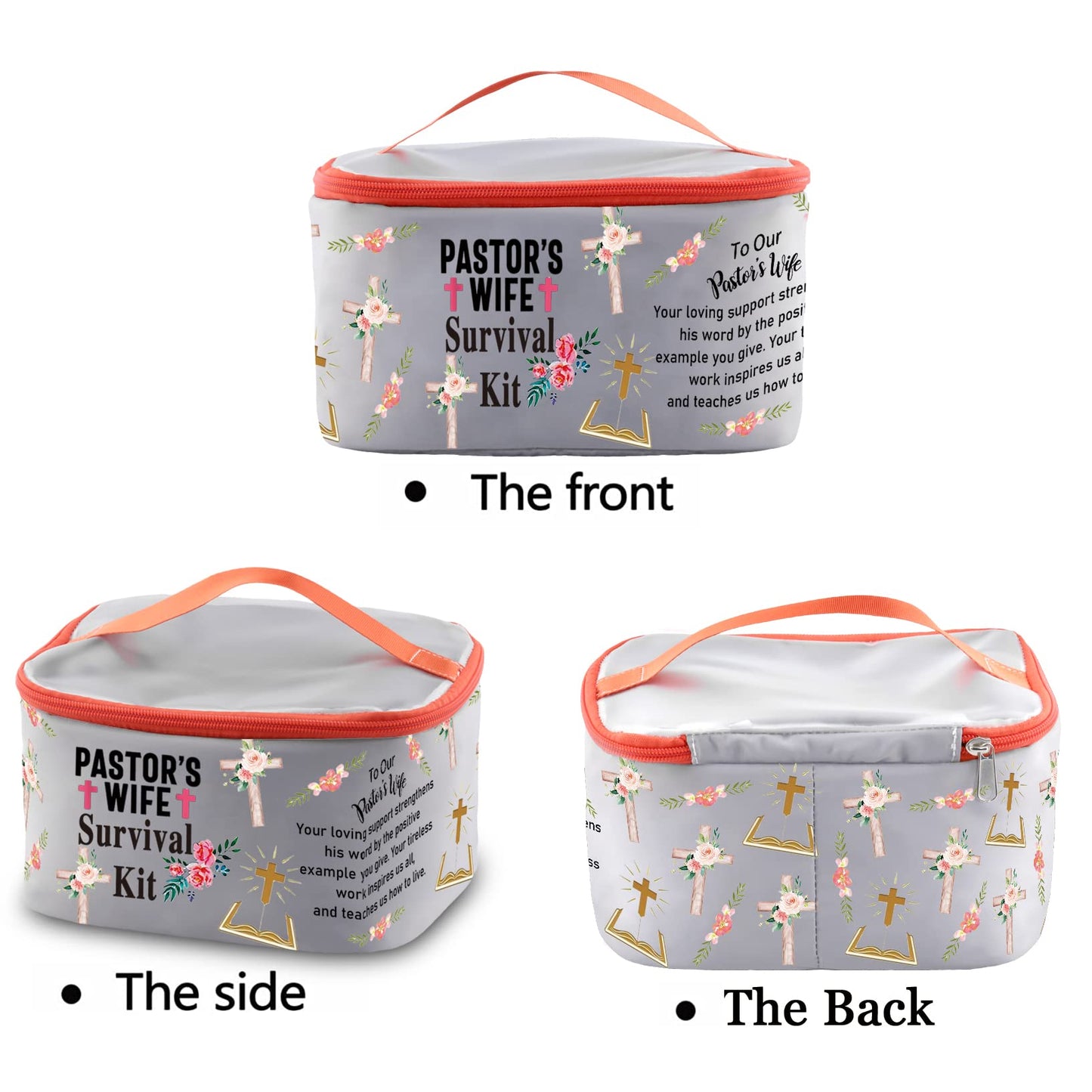 PXTIDY Pastor's Wife Survival Kit Pastor Wife's Makeup Organizer Bag Bible Study Toiletry Case Priest Minister Wife Gift(-LT)