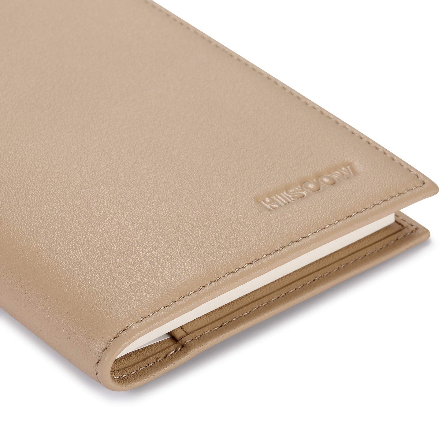 HISCOW Minimalist Checkbook Cover - Full Grain Leather (Premium Apricot)